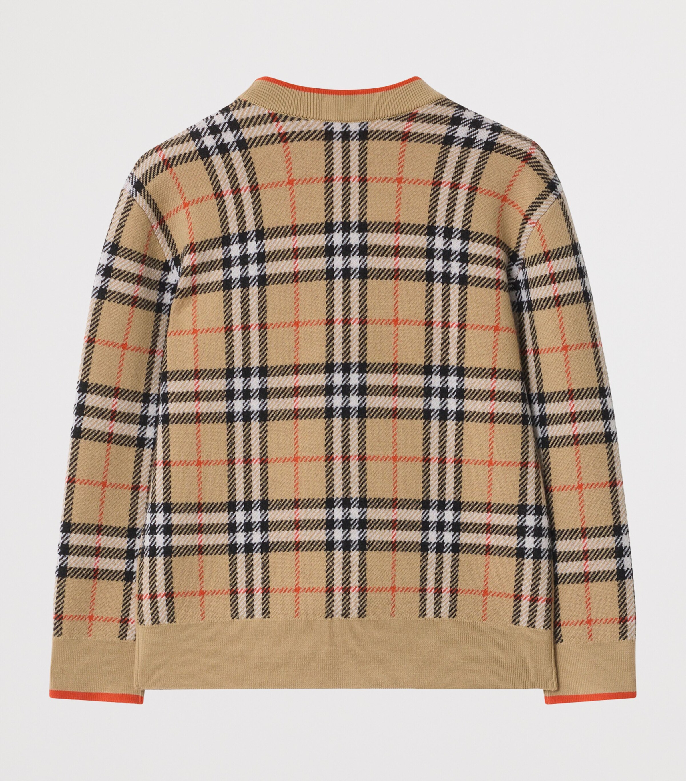 Burberry Kids Wool Check Cardigan (3-12 Years) Sand Ip Check Image 2