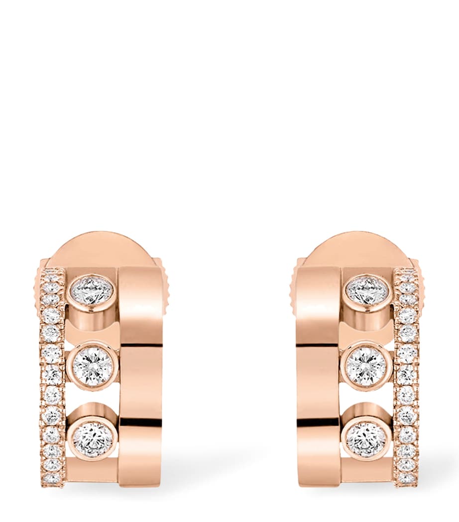 Rose Gold and Diamond Move Romane Hoop Earrings PINK GOLD Image 1