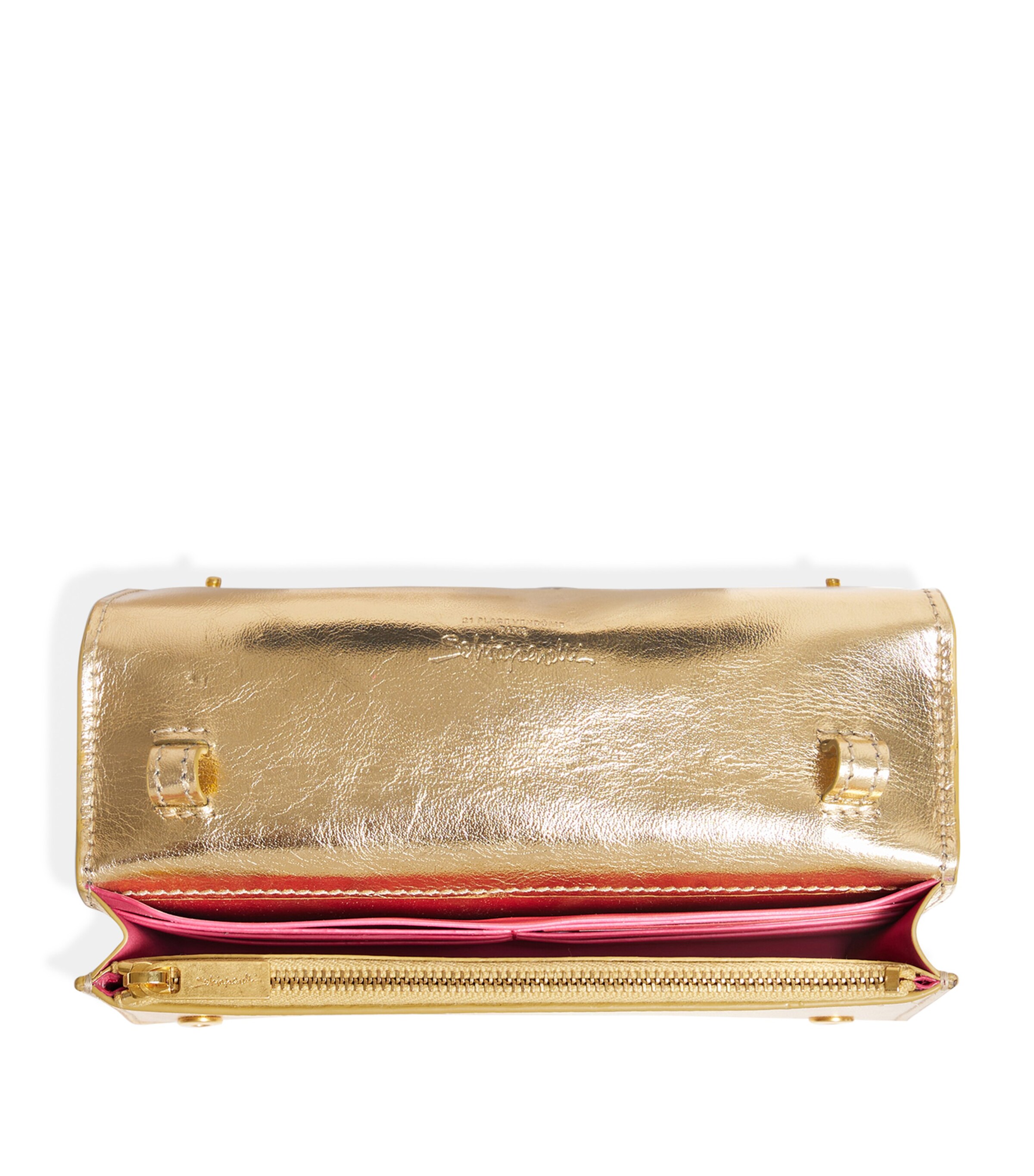 Schiaparelli Metallic Leather Keyhole Clutch Bag Gold Image 2