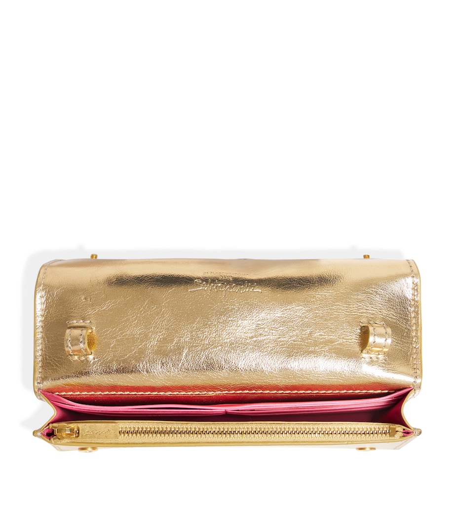 Schiaparelli Metallic Leather Keyhole Clutch Bag Gold Image 2