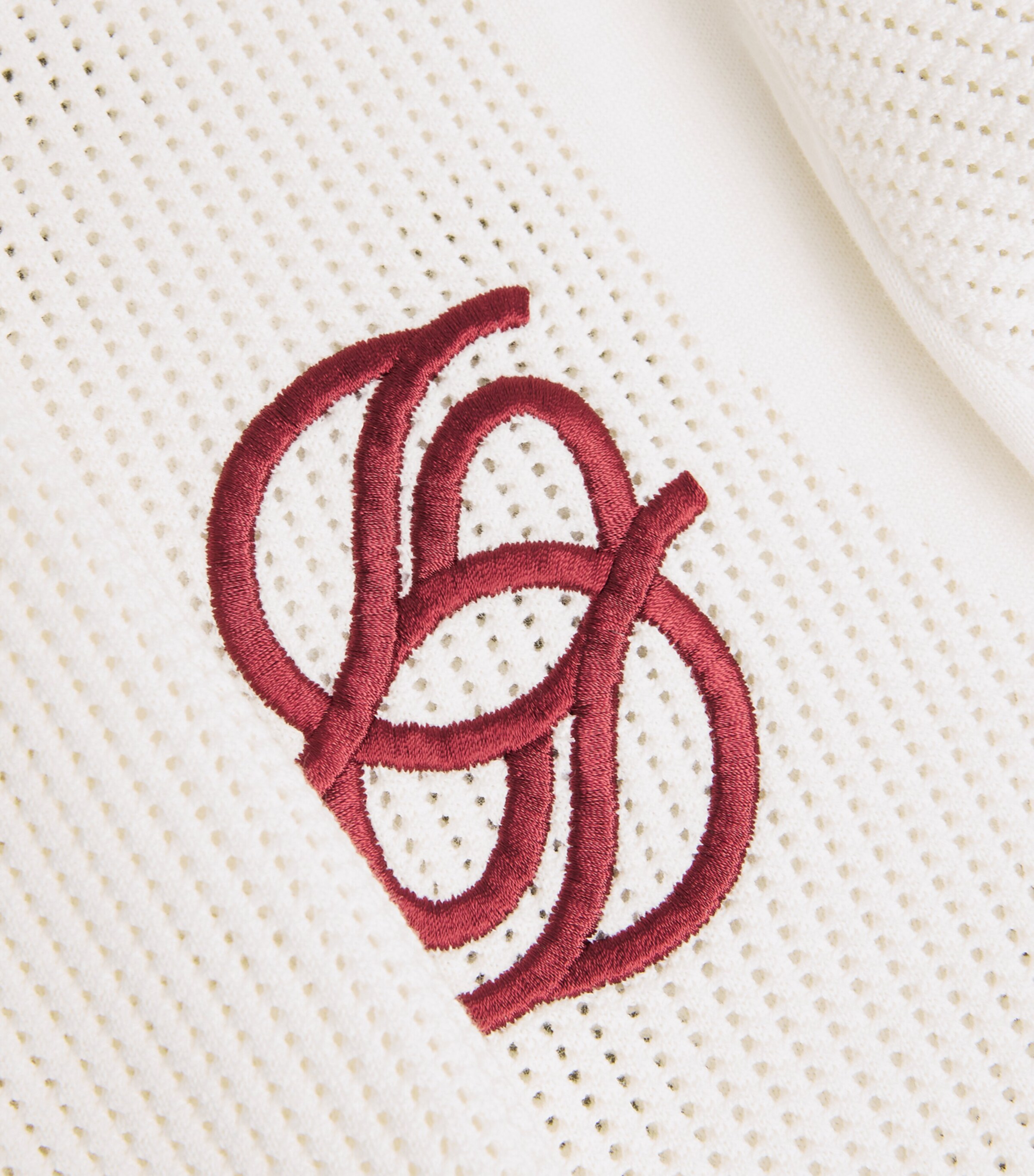 Drôle De Monsieur Mens Cotton Crochet Polo Shirt Cream Image 5