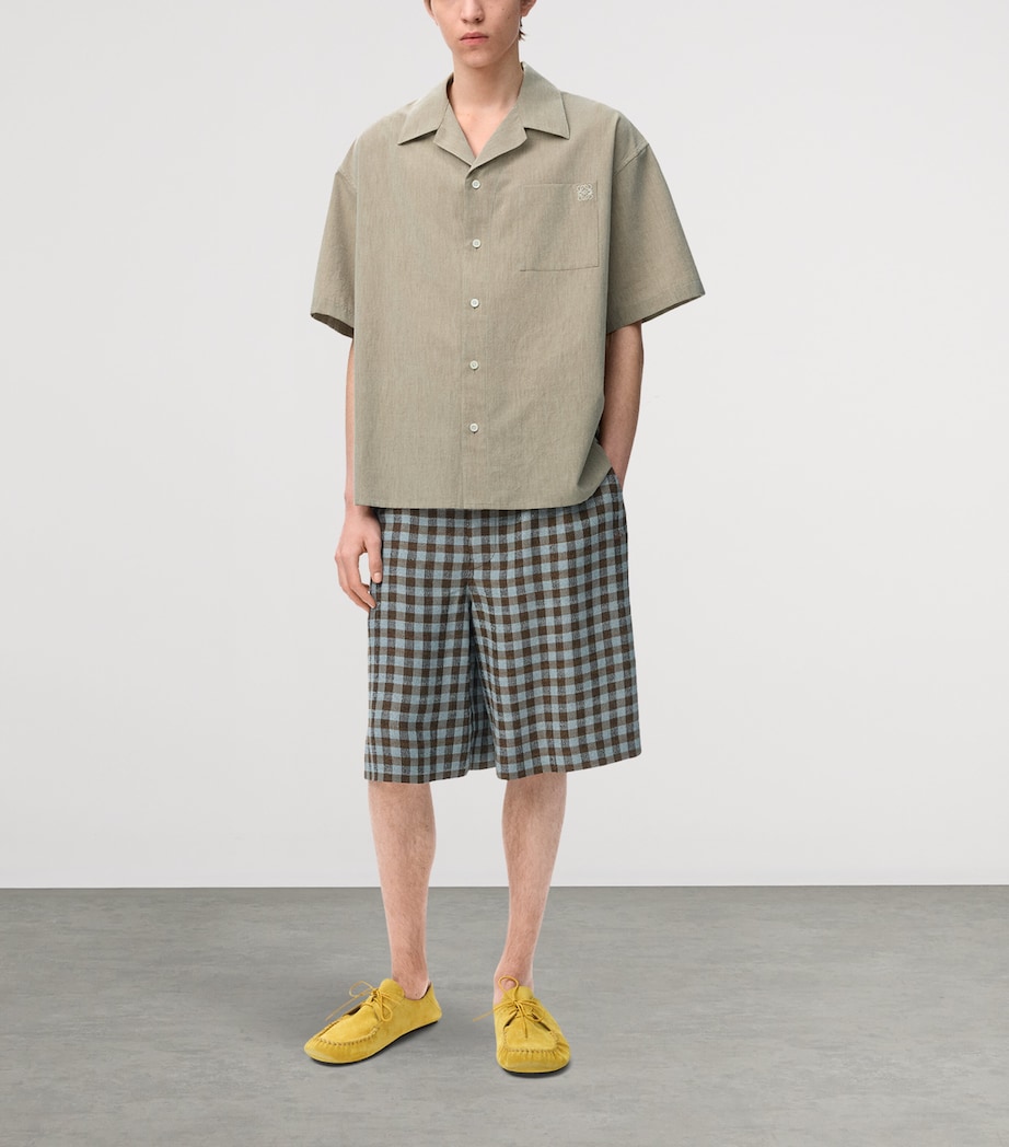 LOEWE Mens Wool-Blend Anagram Shirt Beige Image 6