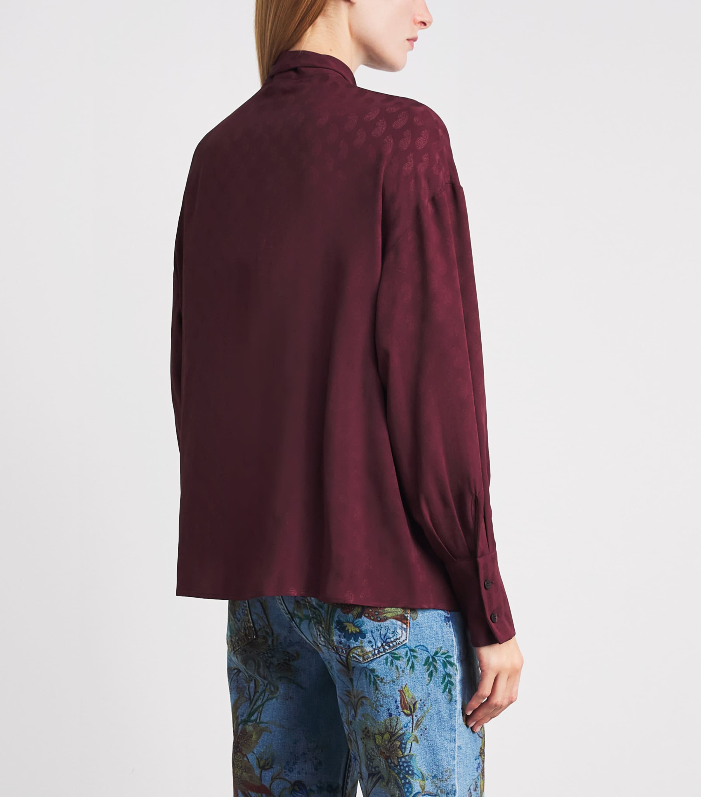 Etro Womens Paisley Jacquard Blouse Wine Colour Image 5