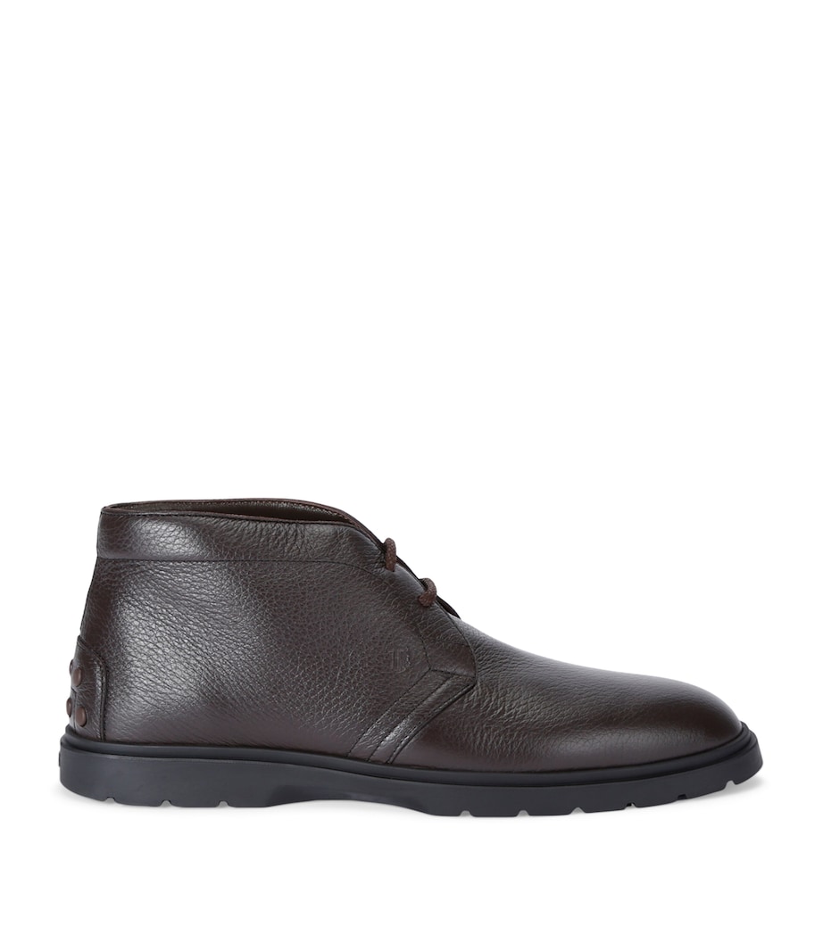 Leather Ibrido Chukka Boots DARK BROWN Image 1