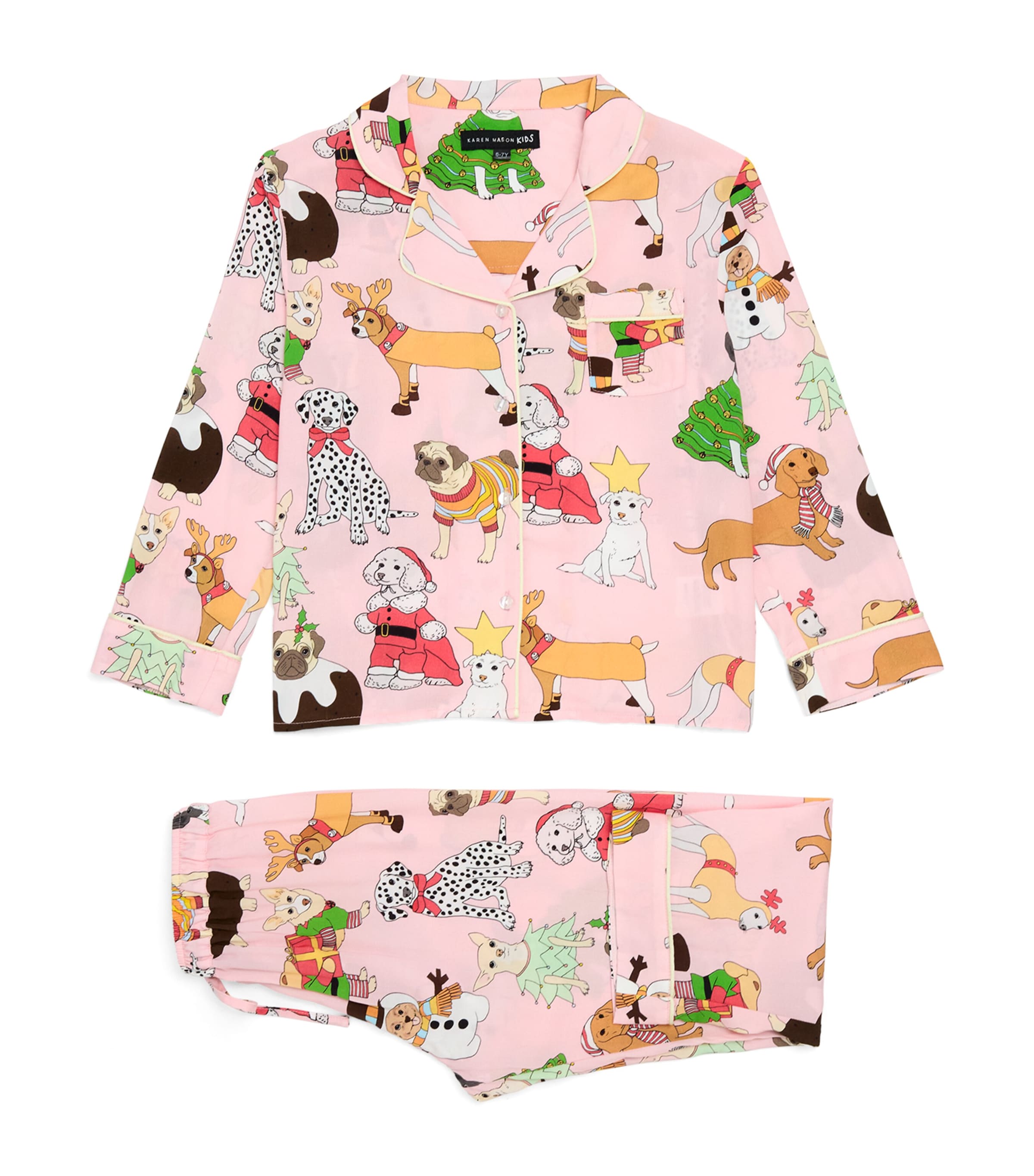 Christmas Dogs Pyjama Set (2-13 Years) PINK Image 1