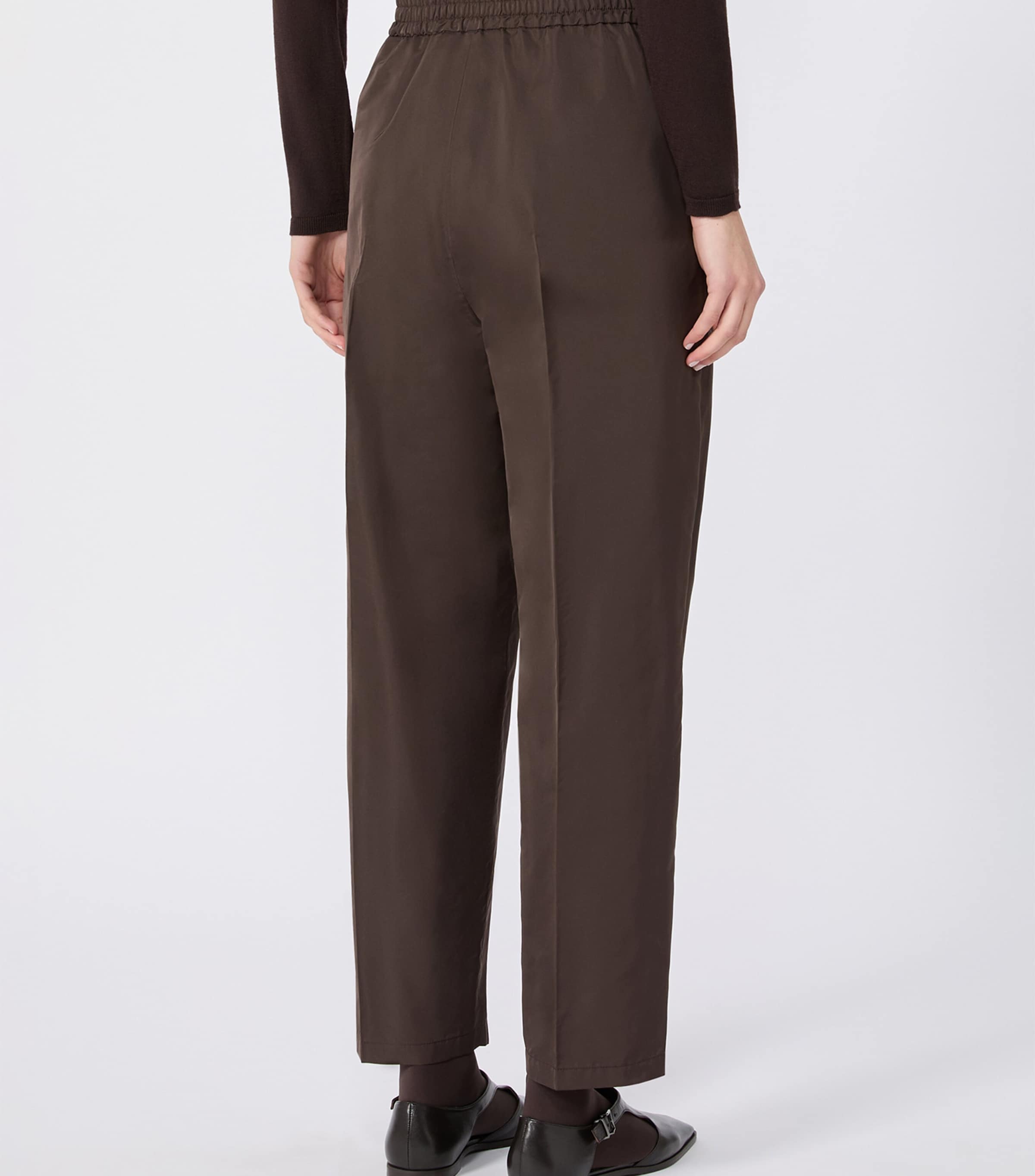 Max Mara Womens Satin Straight Tailored Trousers Dark Brown Image 4