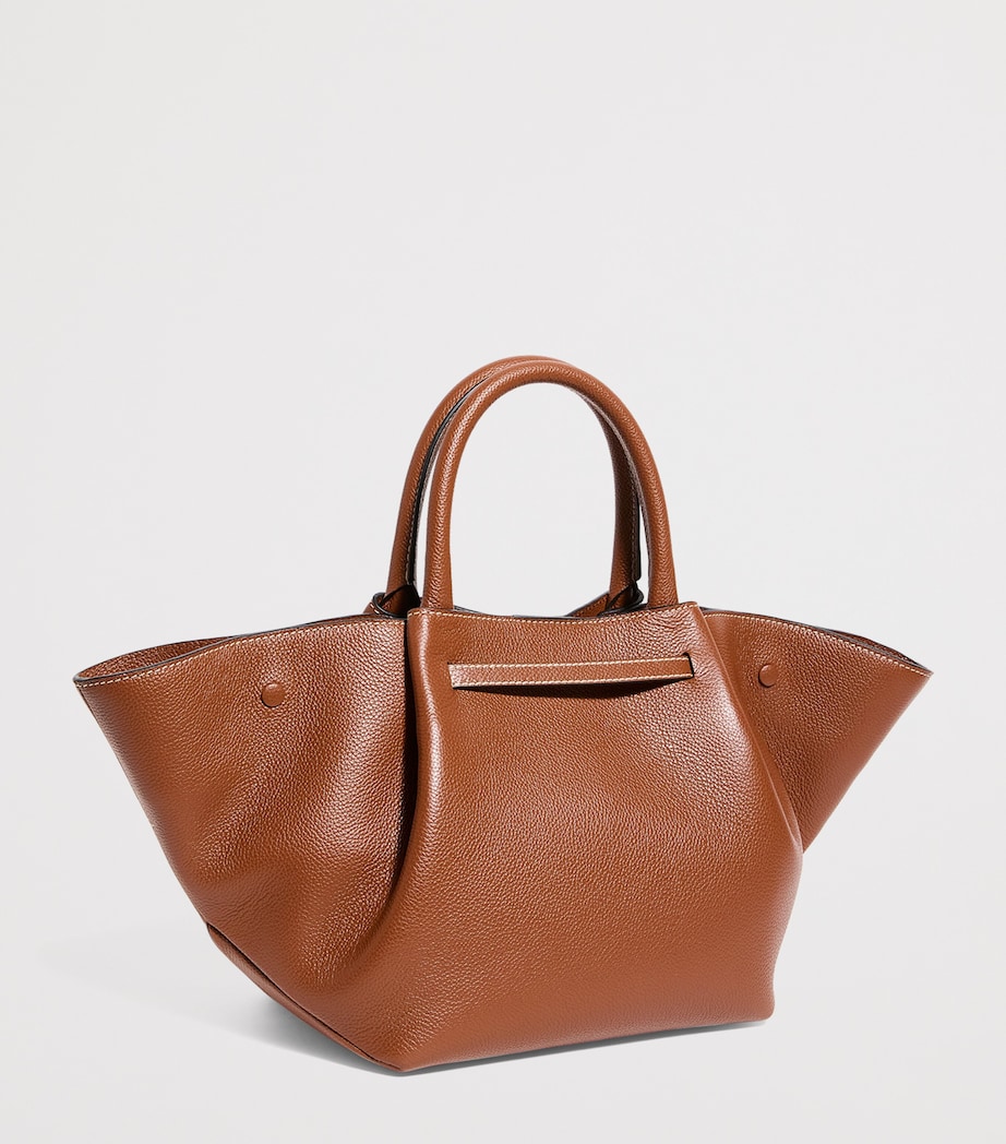 Demellier Medium Leather New York Shoulder Bag Tan W/ecru Stitching Image 3