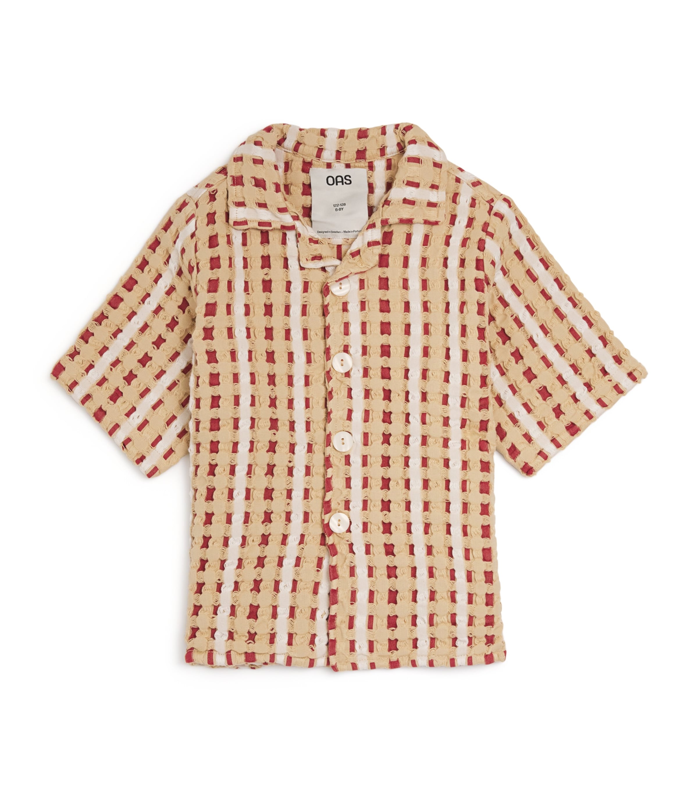 OAS Cotton Waffle Weave Lano Nicaro Shirt (4-12 Years) Red Image 1