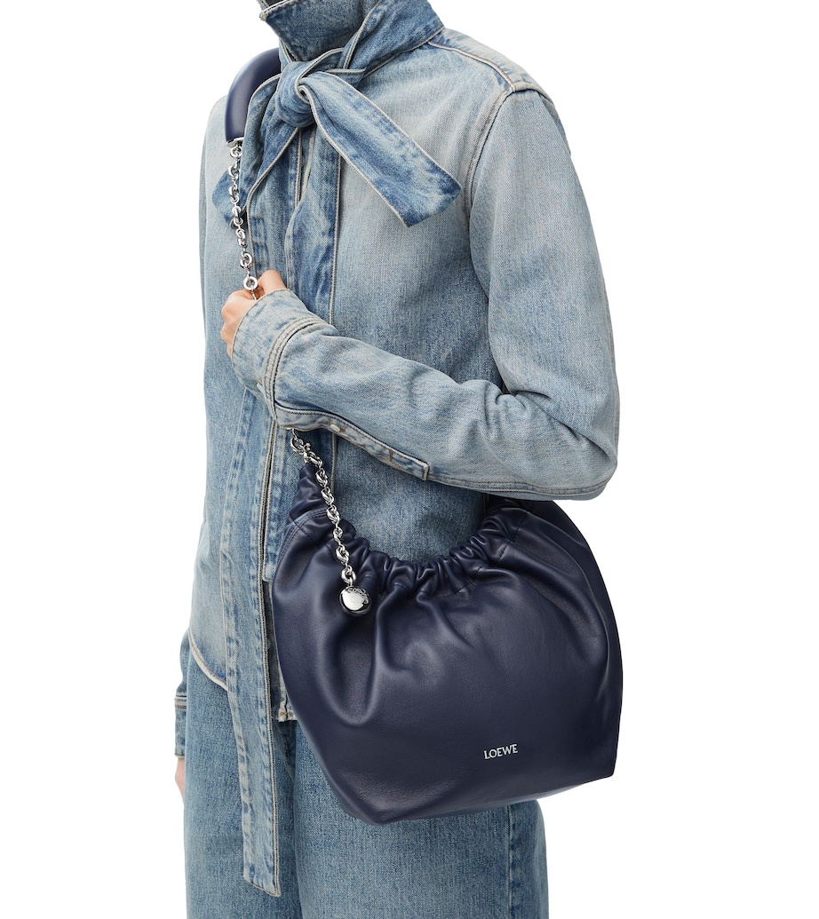 Small Leather Squeeze Top-Handle Bag ABYSS BLUE Image 12