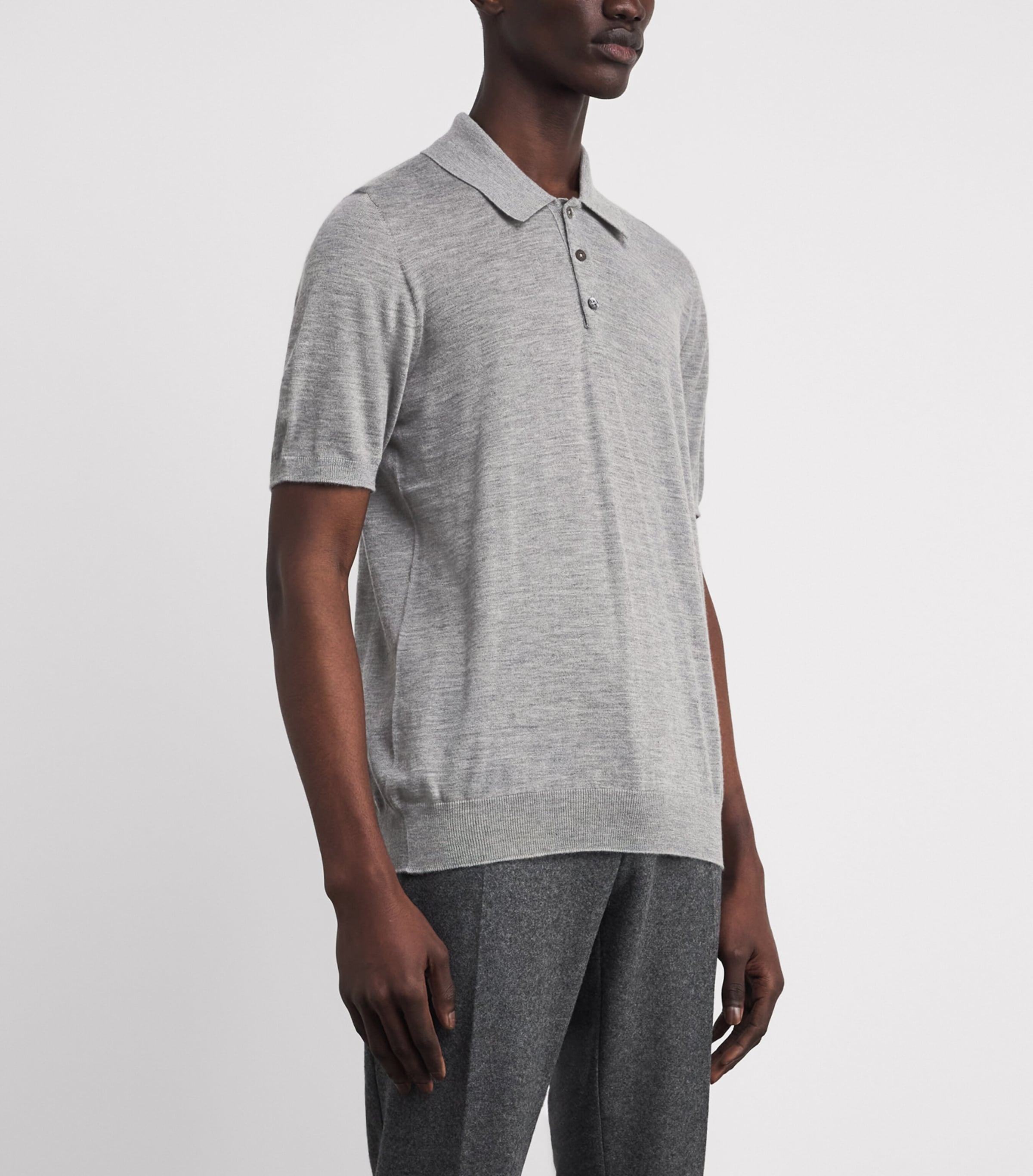 Superfine Cashmere Fin Polo Shirt HA4253 CULLEN GREY Image 3