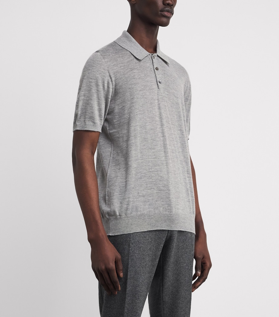 Superfine Cashmere Fin Polo Shirt HA4253 CULLEN GREY Image 3