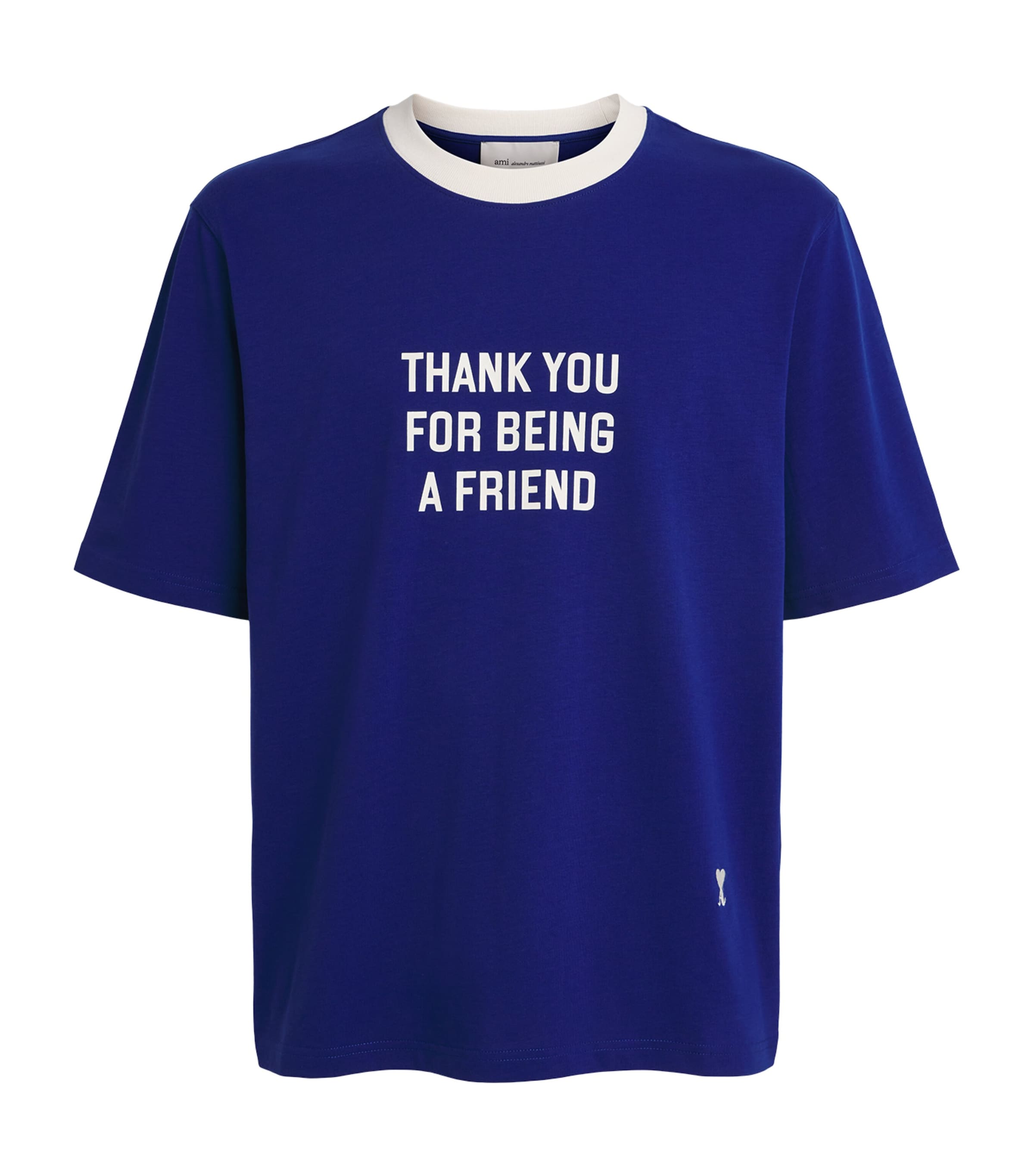 AMI Paris Mens Thank You T-Shirt Bleu Roi Image 1