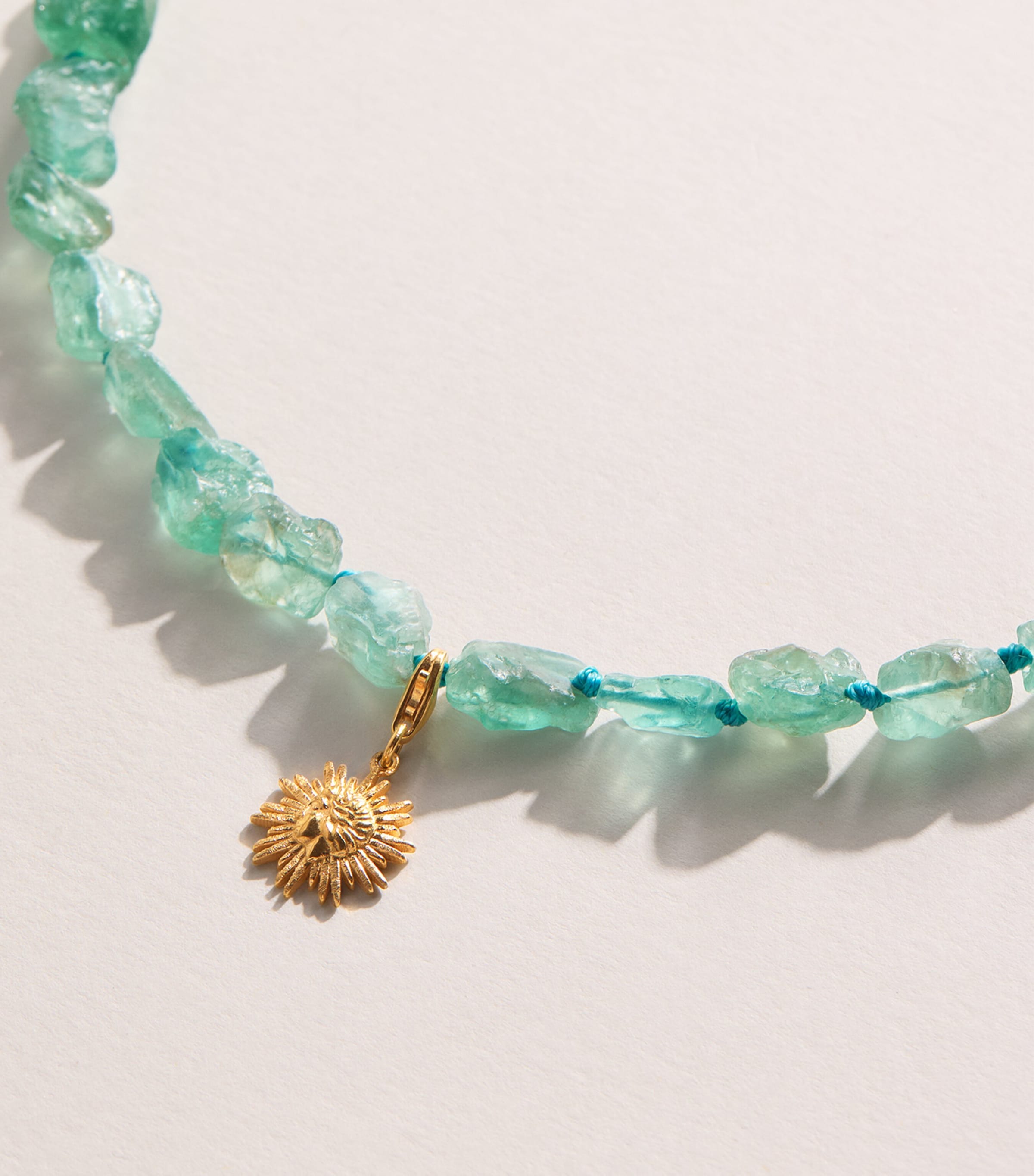 Hermina Athens Beaded Sun Charm Necklace Gold Image 5