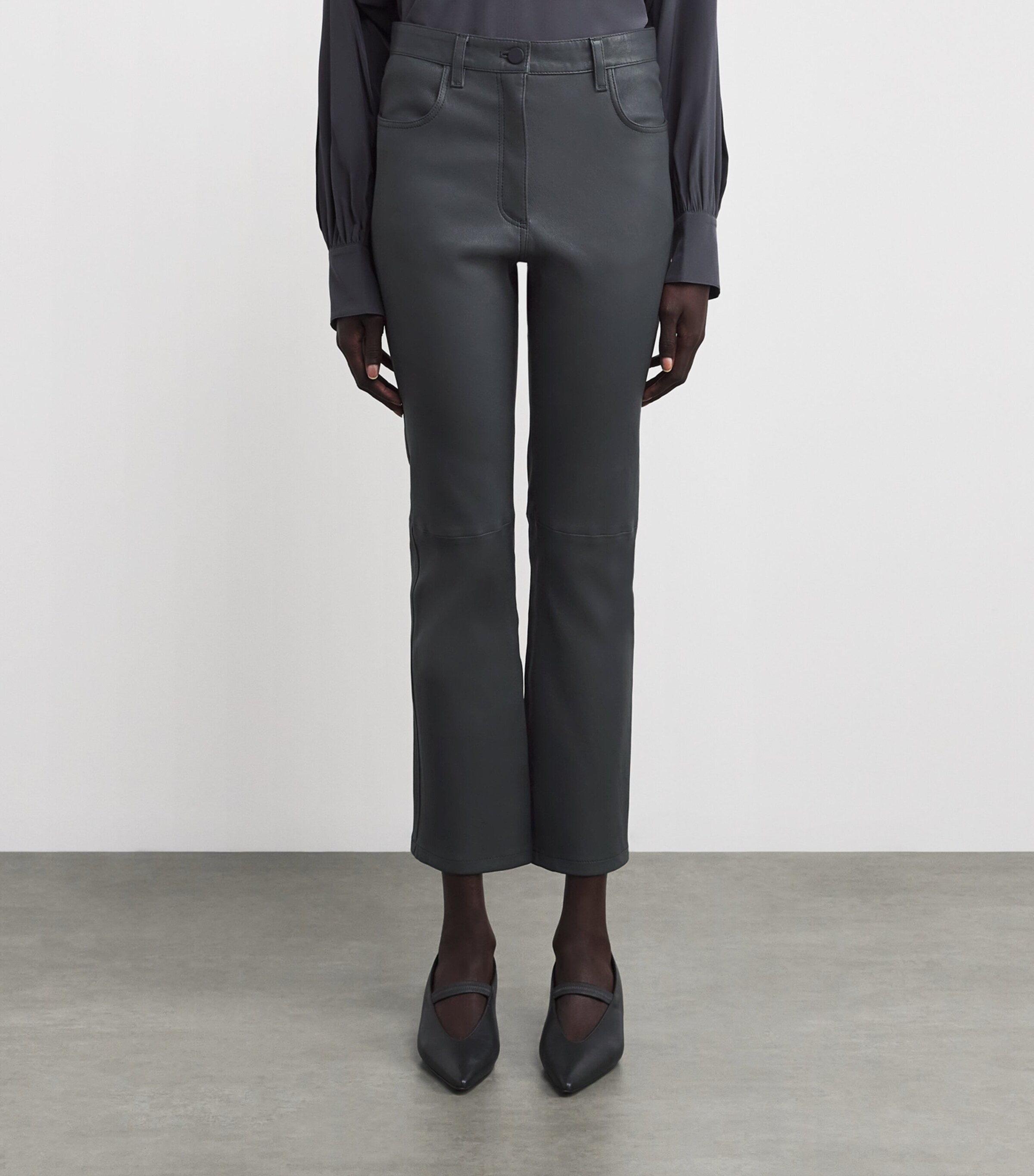 Lambskin Duke Slim Trousers SMOKE Image 3