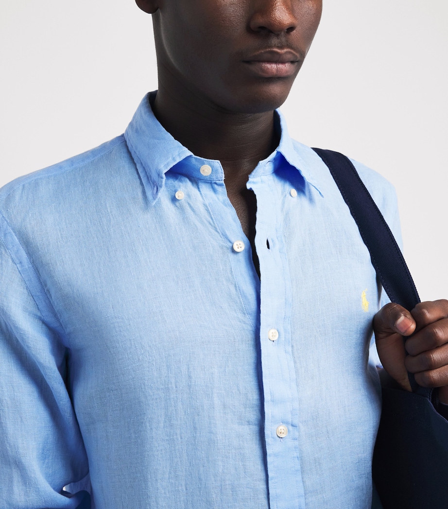 Polo Ralph Lauren Mens Linen Custom-Fit Shirt Austin Blue Image 3