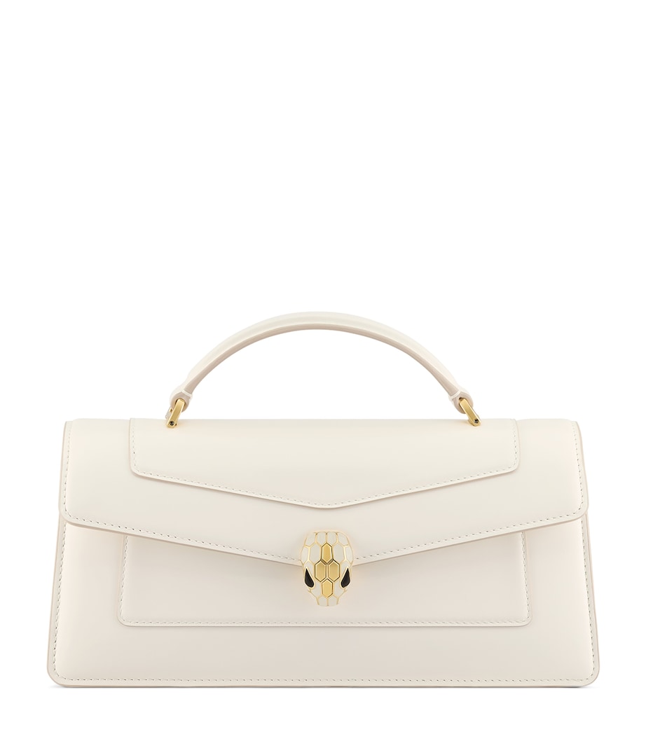 Bvlgari Leather Serpenti Forever Elongated Top-Handle Bag White Image 1