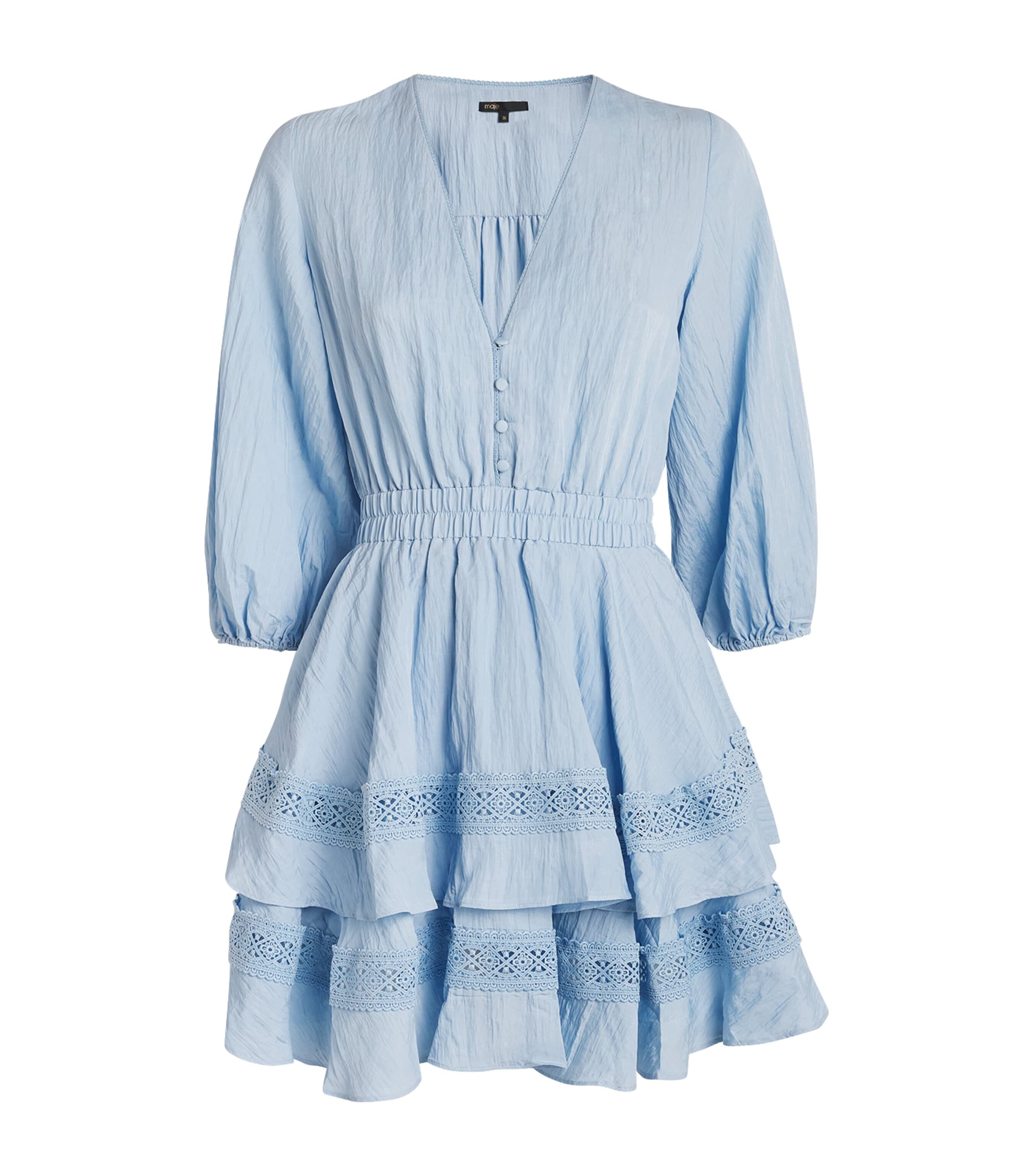 Maje Layered Mini Dress In Blue