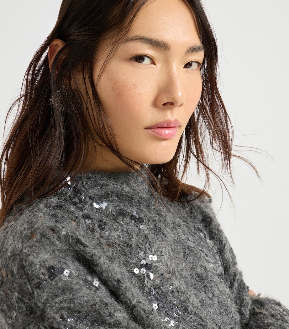 Mohair-Wool-Blend Embroidered Frosty Sweater CMQ22 Image 6