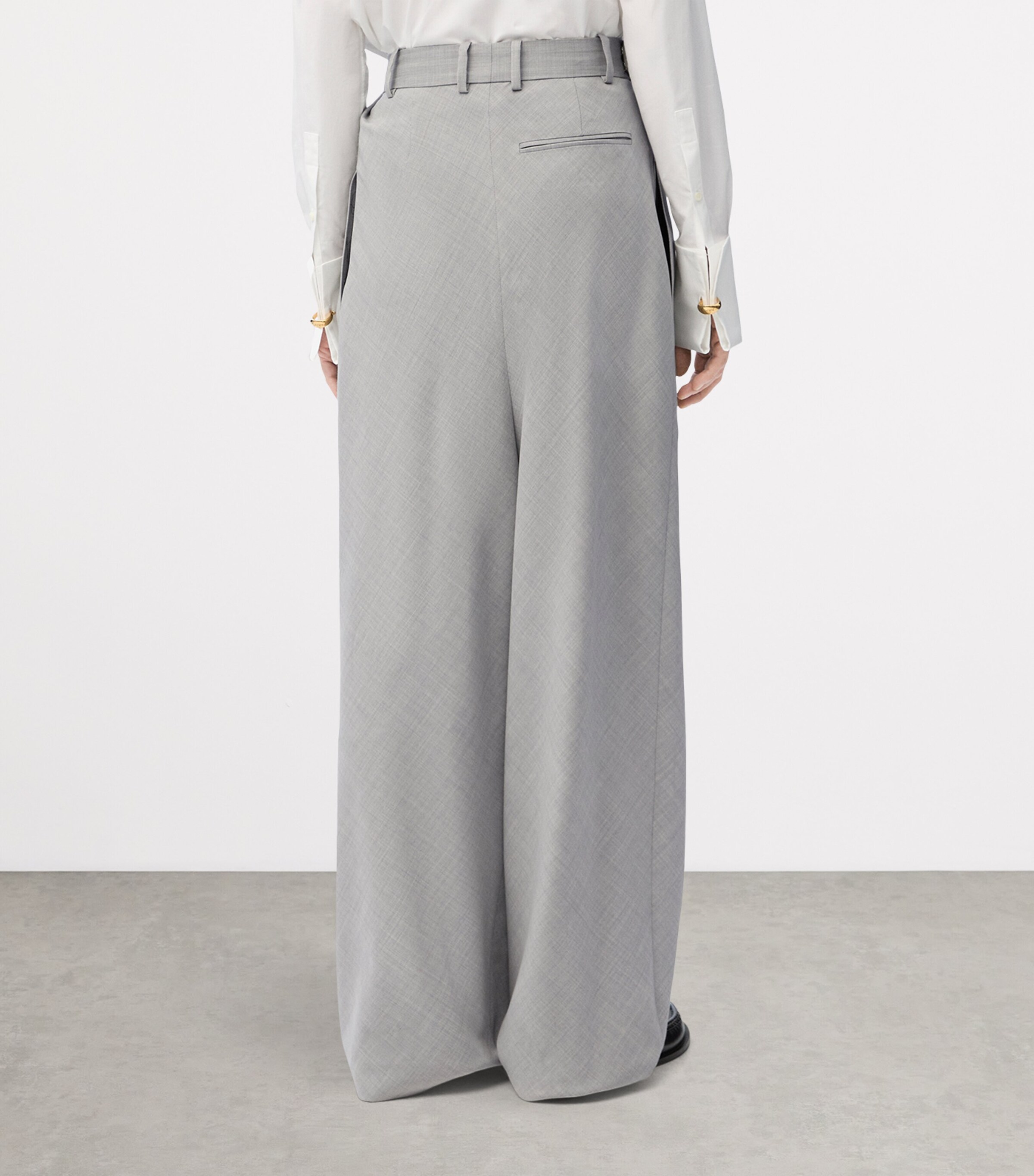 LOEWE Womens Wool Draped Trousers Light Grey Image 3
