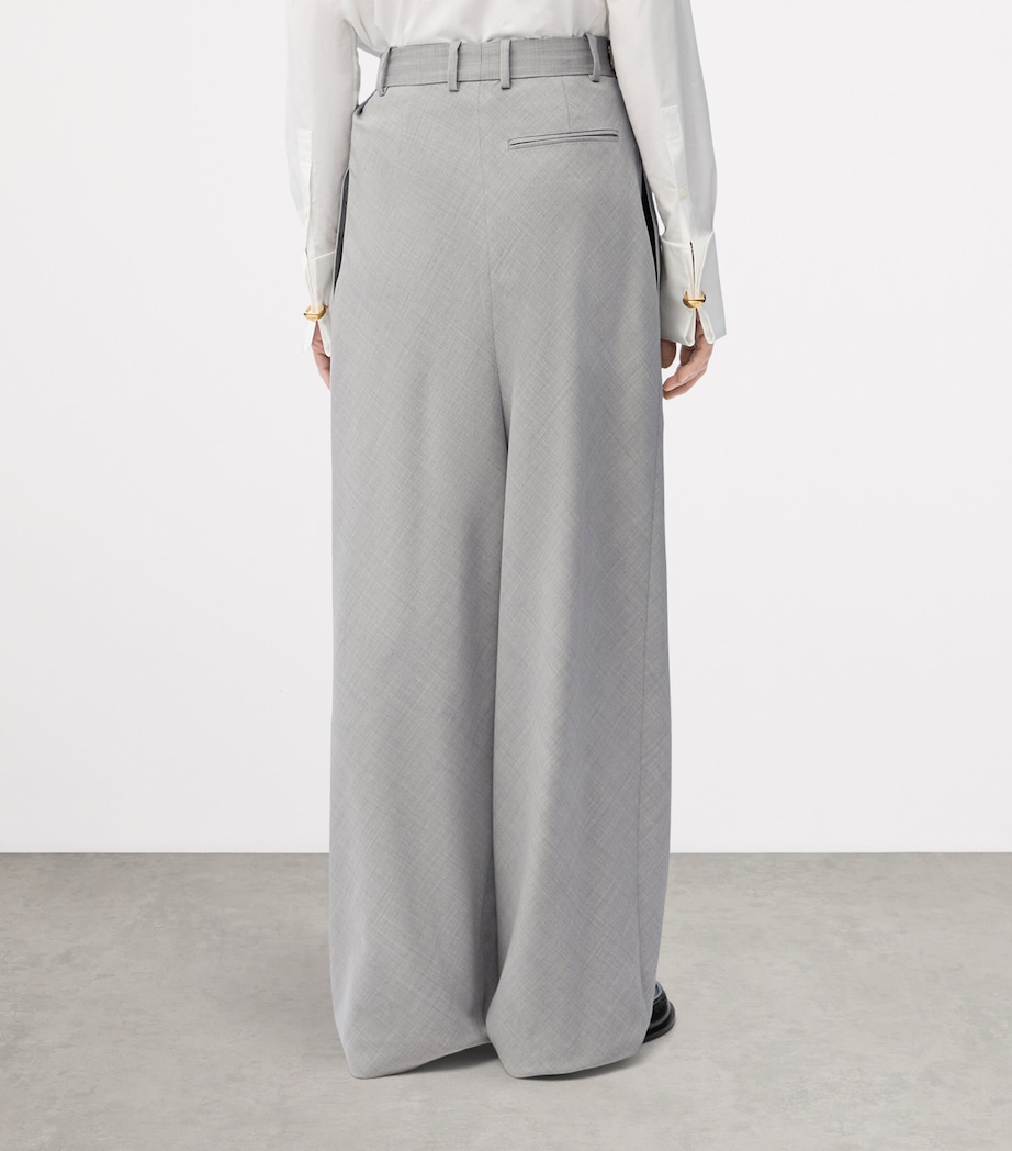 LOEWE Womens Wool Draped Trousers Light Grey Image 3