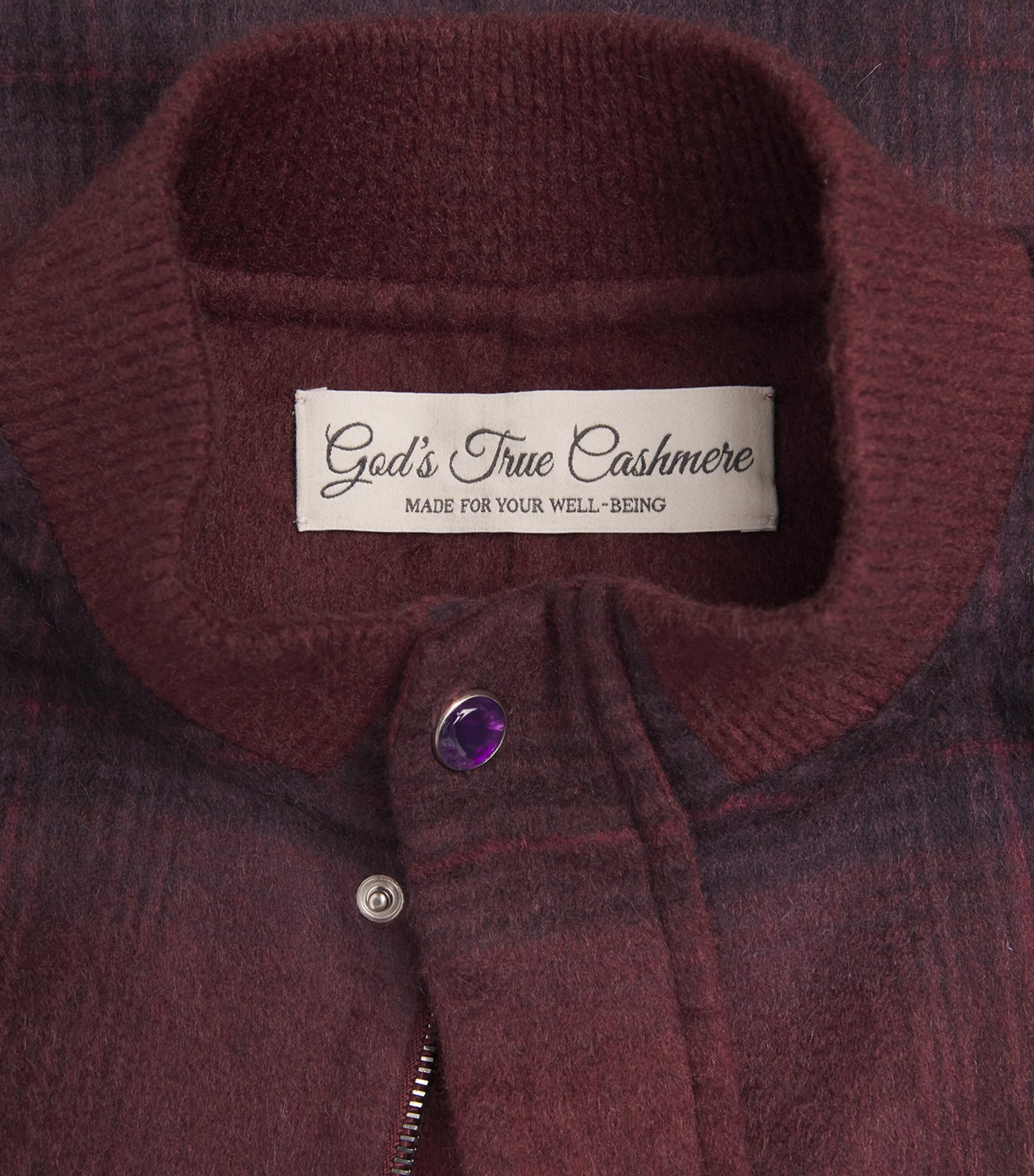 GOD'S TRUE CASHMERE Mens Cashmere Gratitude Jacket Tartan / Amethyst Image 5