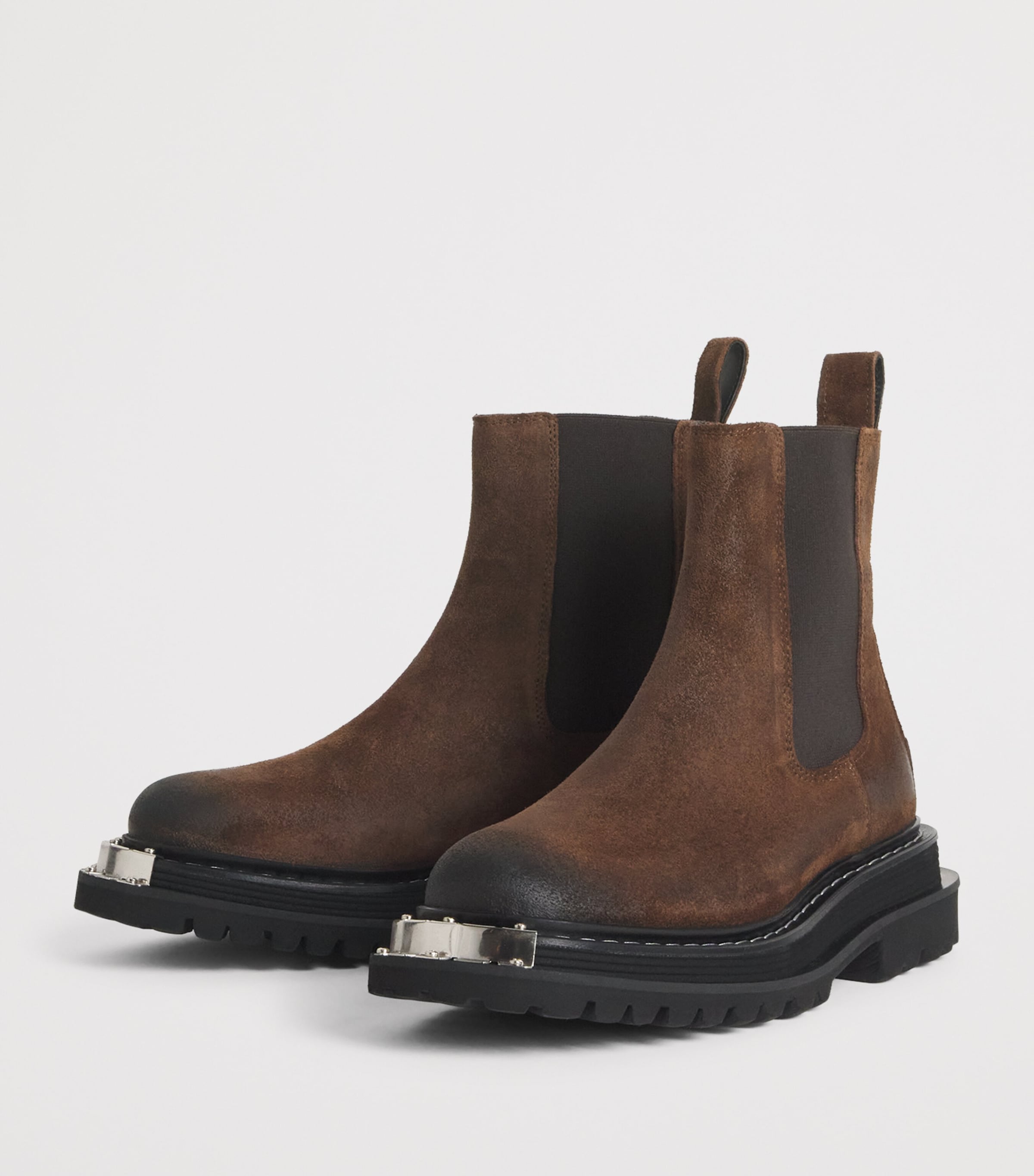 Suede Toe-Bar Chelsea Boots BROWN Image 2