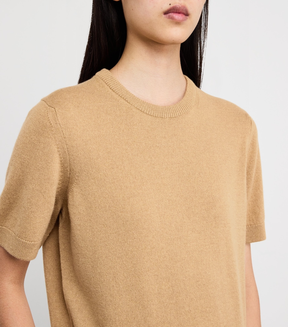 Cashmere Short-Sleeve Sweater HB4404 CAMEL Image 6