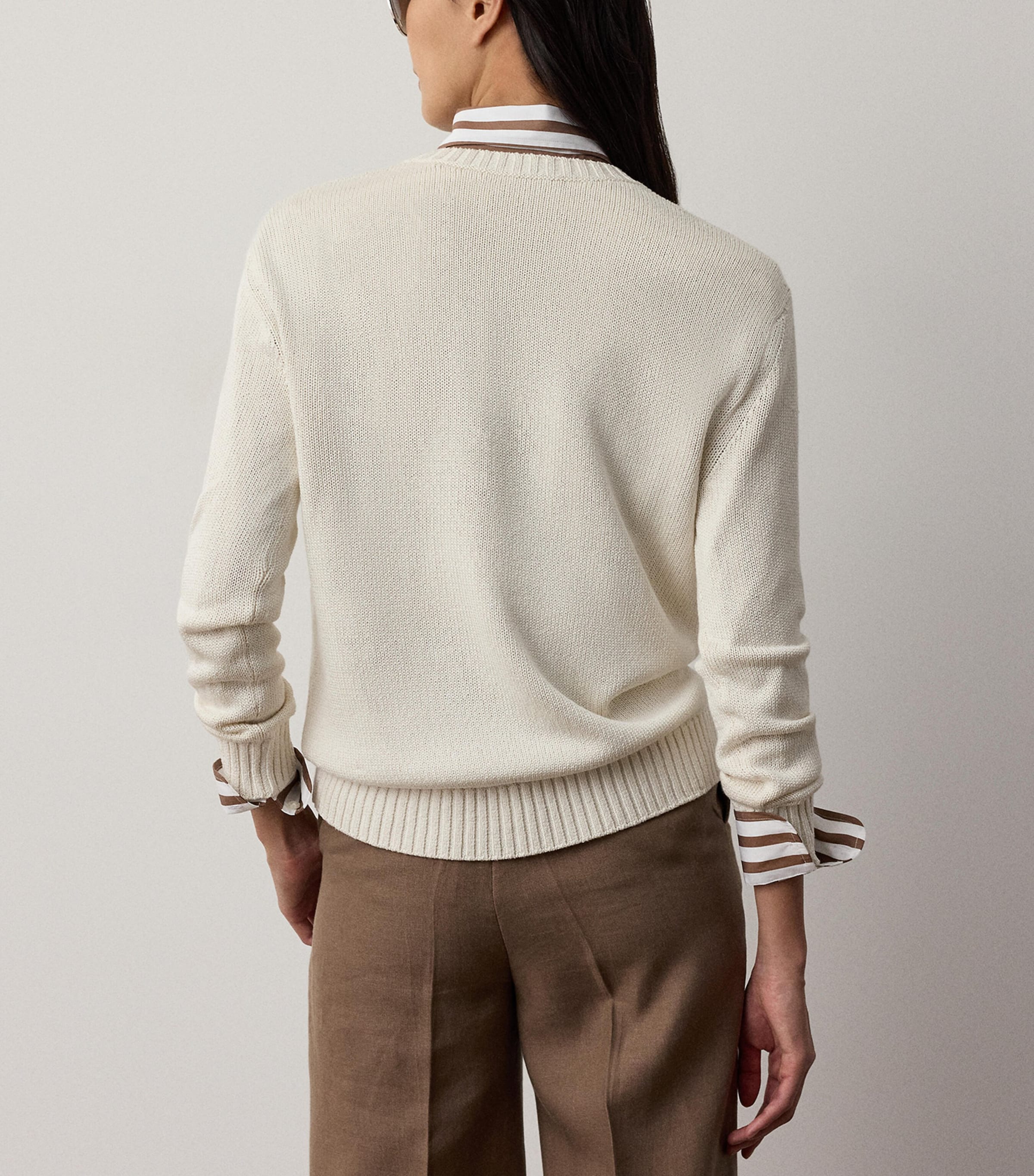 Ralph Lauren Collection Womens Silk Polo Bear Sweater Lux Cream Image 5