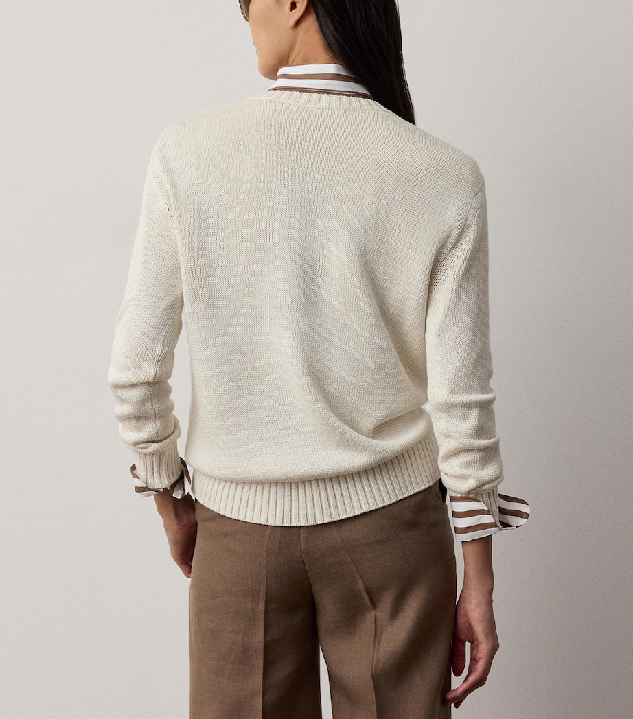 Ralph Lauren Collection Womens Silk Polo Bear Sweater Lux Cream Image 5