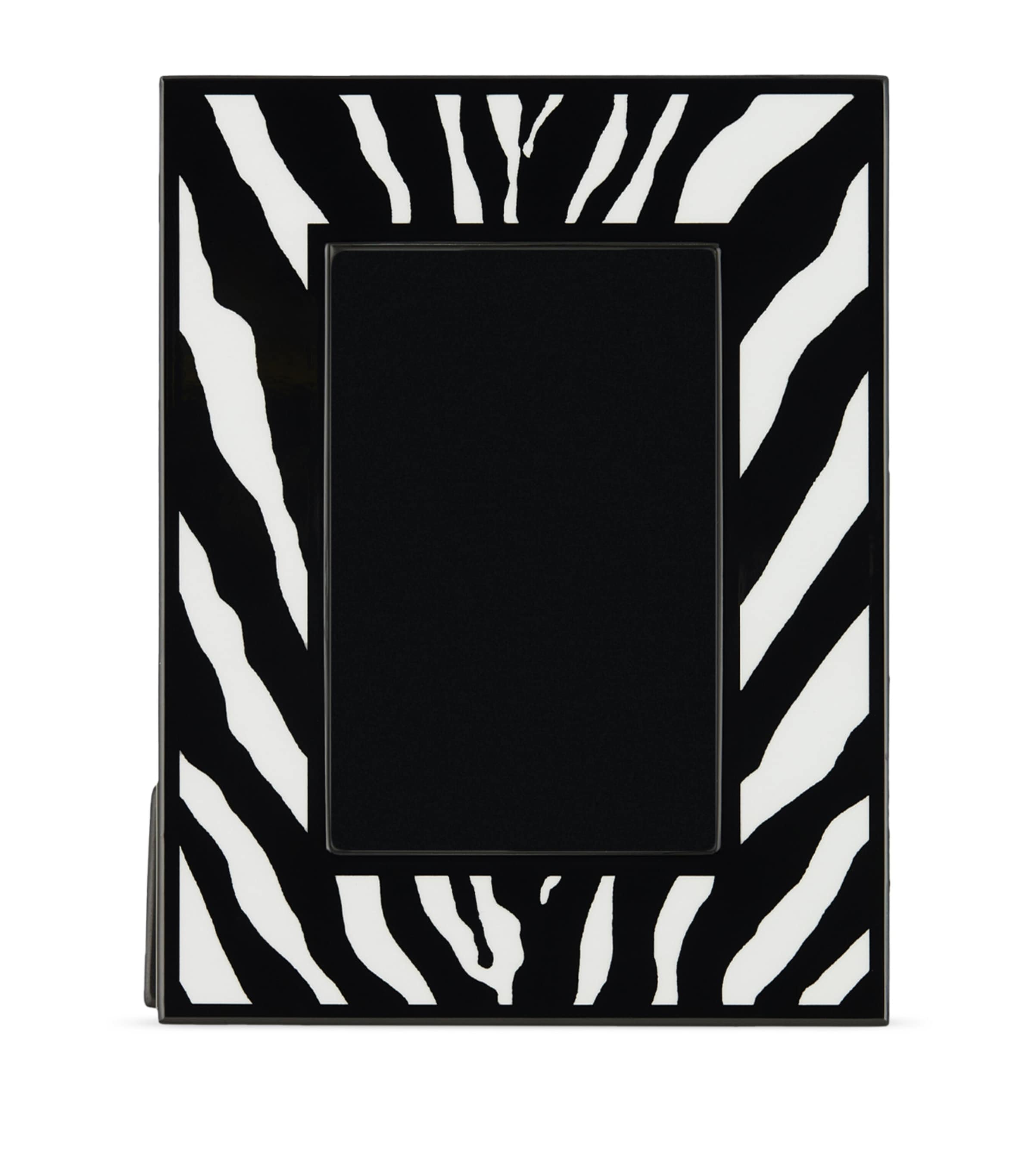 Dolce & Gabbana Casa Lacquered Wood Zebra Photo Frame In Black