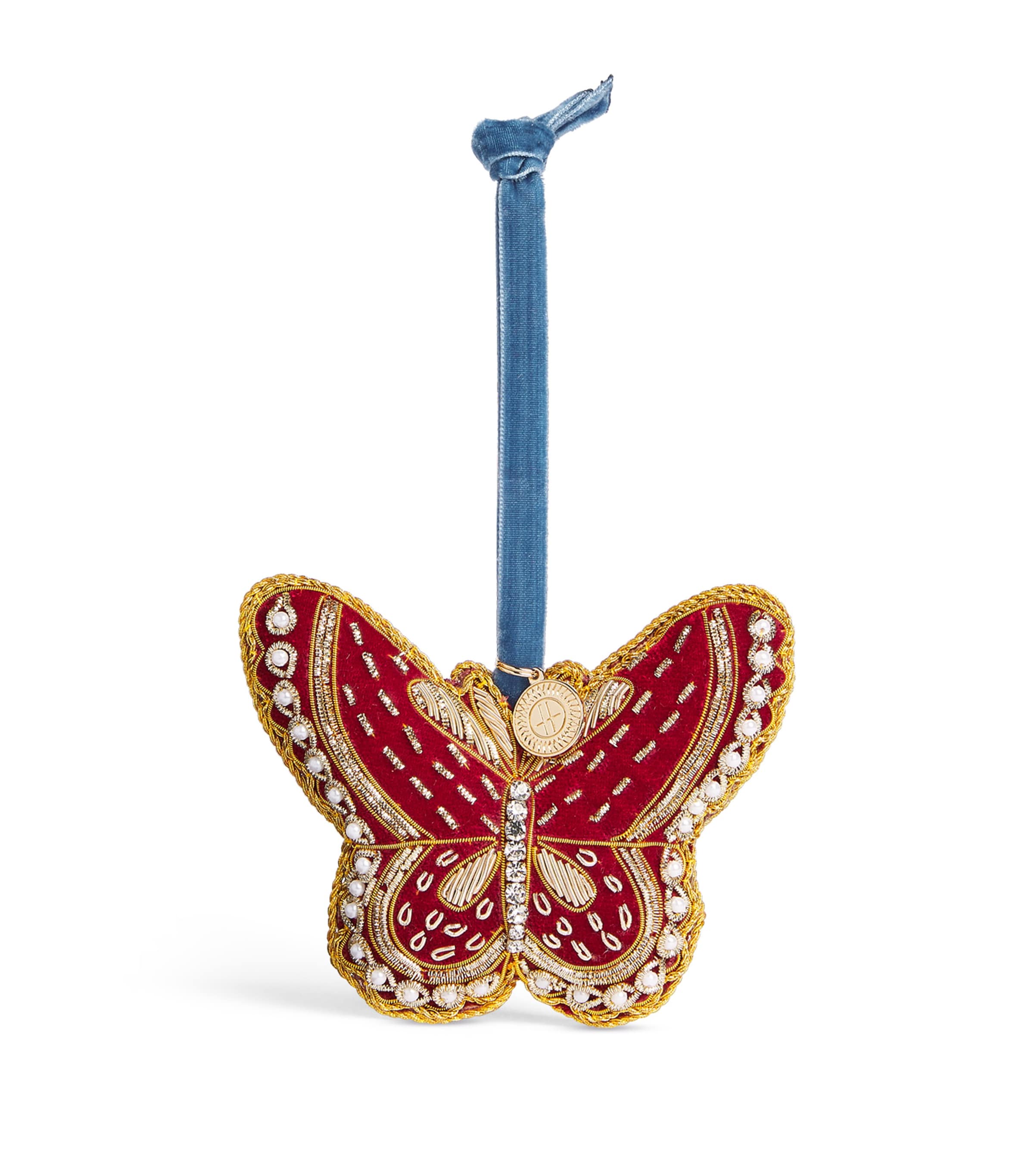 Harrods Cotton Velvet Butterfly Tree Decoration Image 1