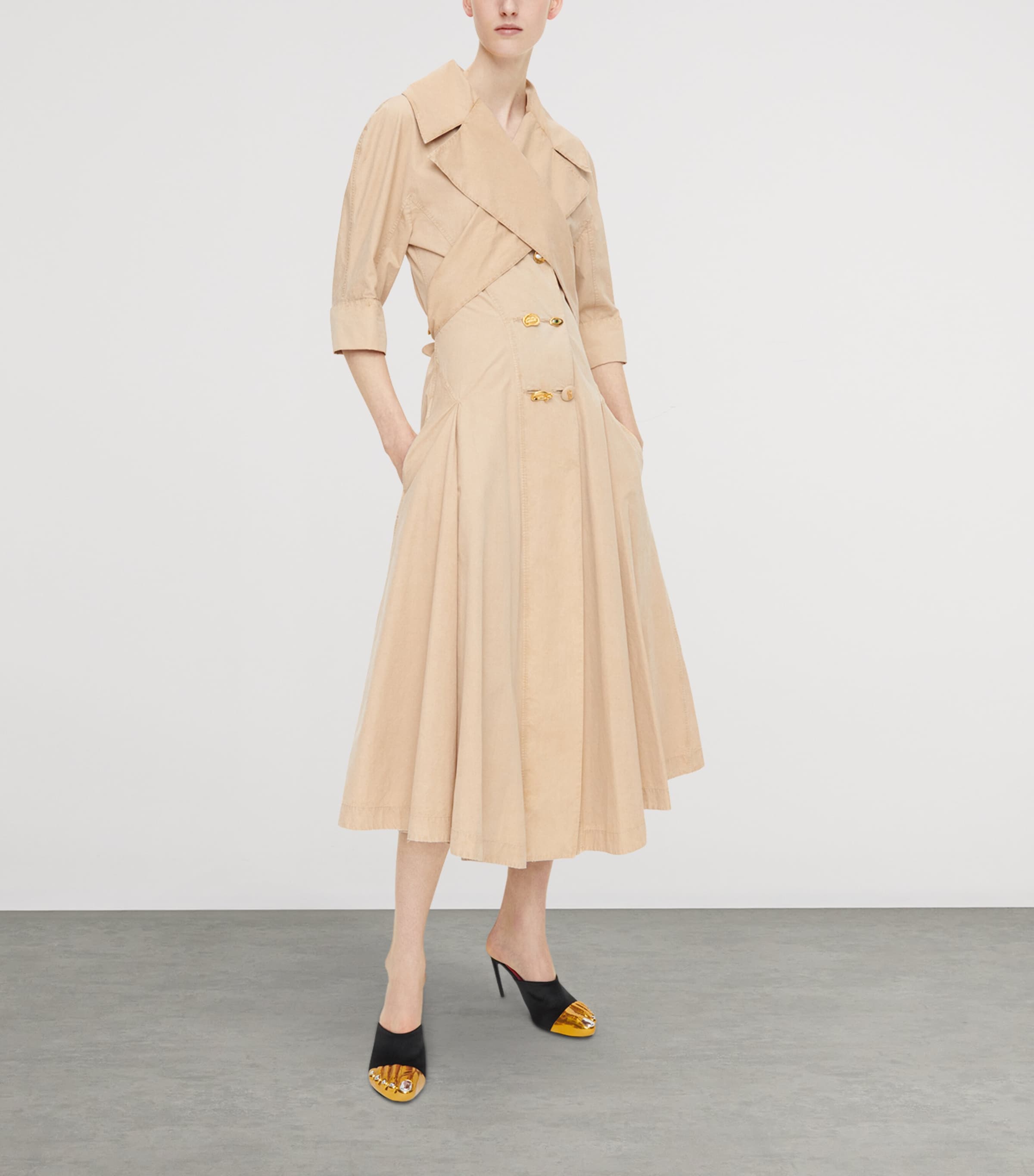 Schiaparelli Womens Crossover Collar Midi Dress Camel Image 2
