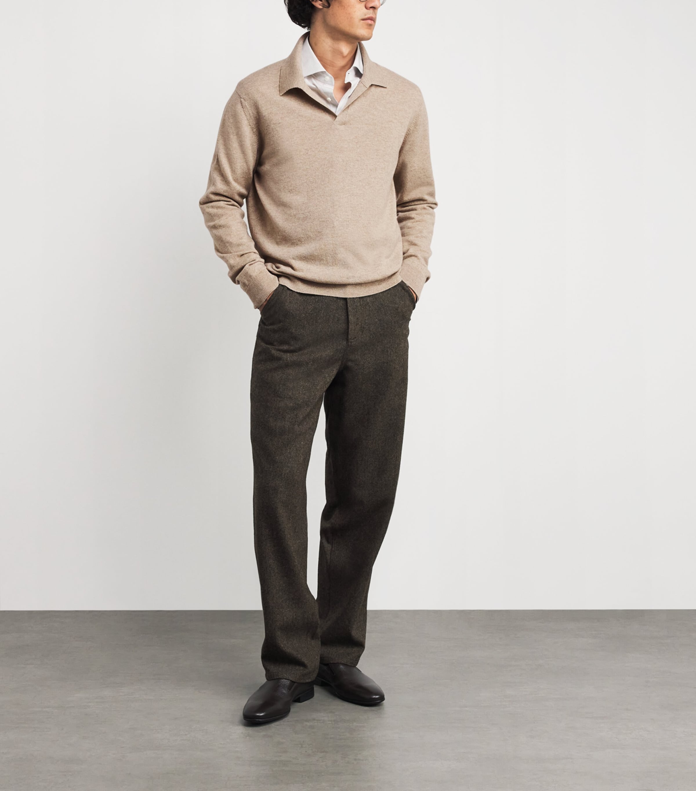 Cashmere Polo Sweater DARK MEDIUM DYED Image 2