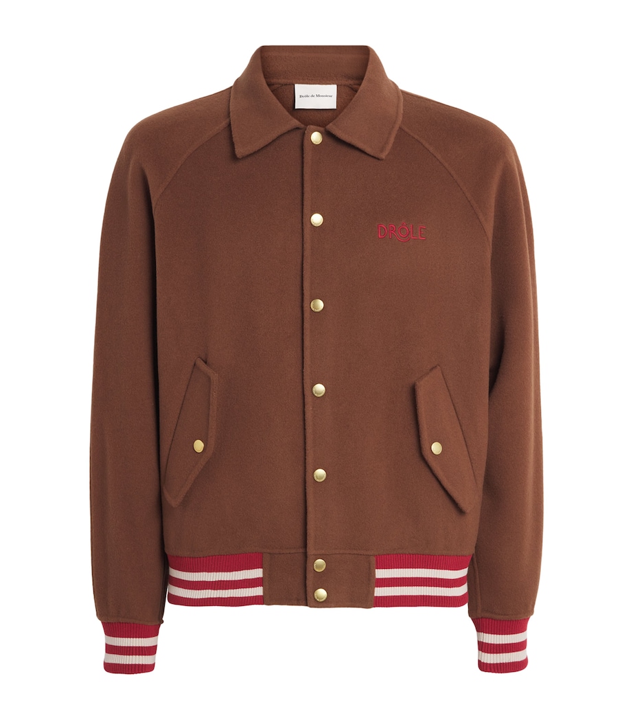 Wool-Blend Logo Bomber Jacket CHOCOLATE Image 1