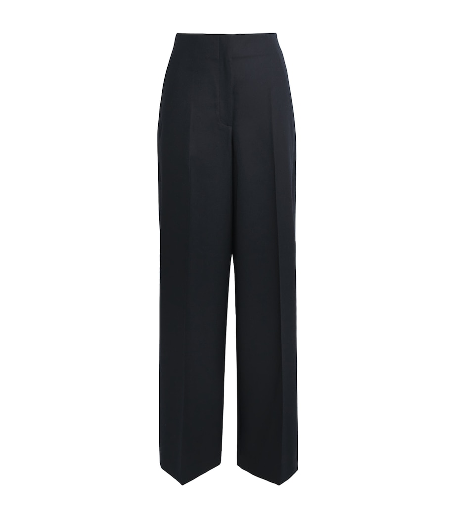 Lafayette 148 Womens Linen Thames Wide-Leg Trousers Ink Image 1