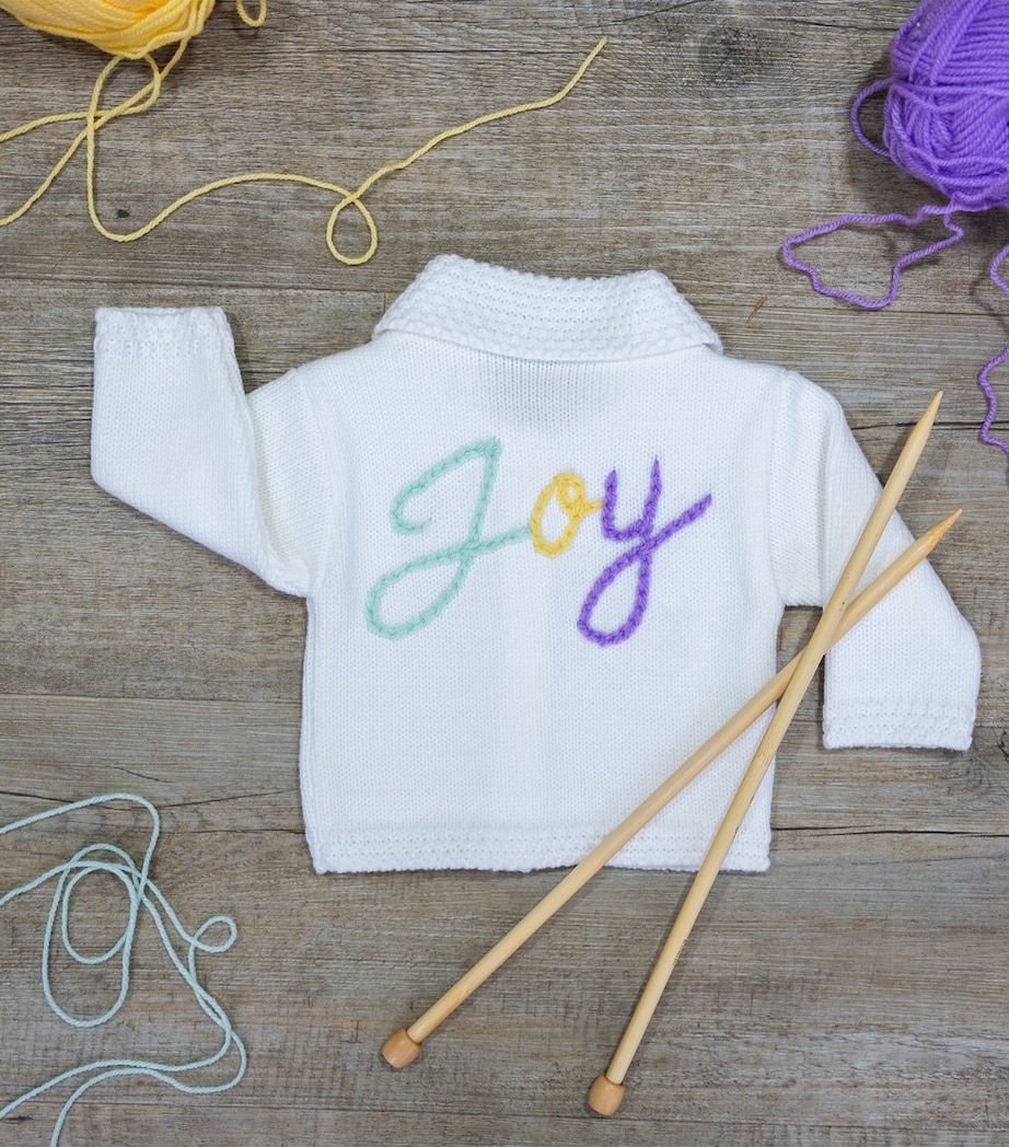 Embroidered Joy Cardigan (0-12 Months) CREAM Image 2
