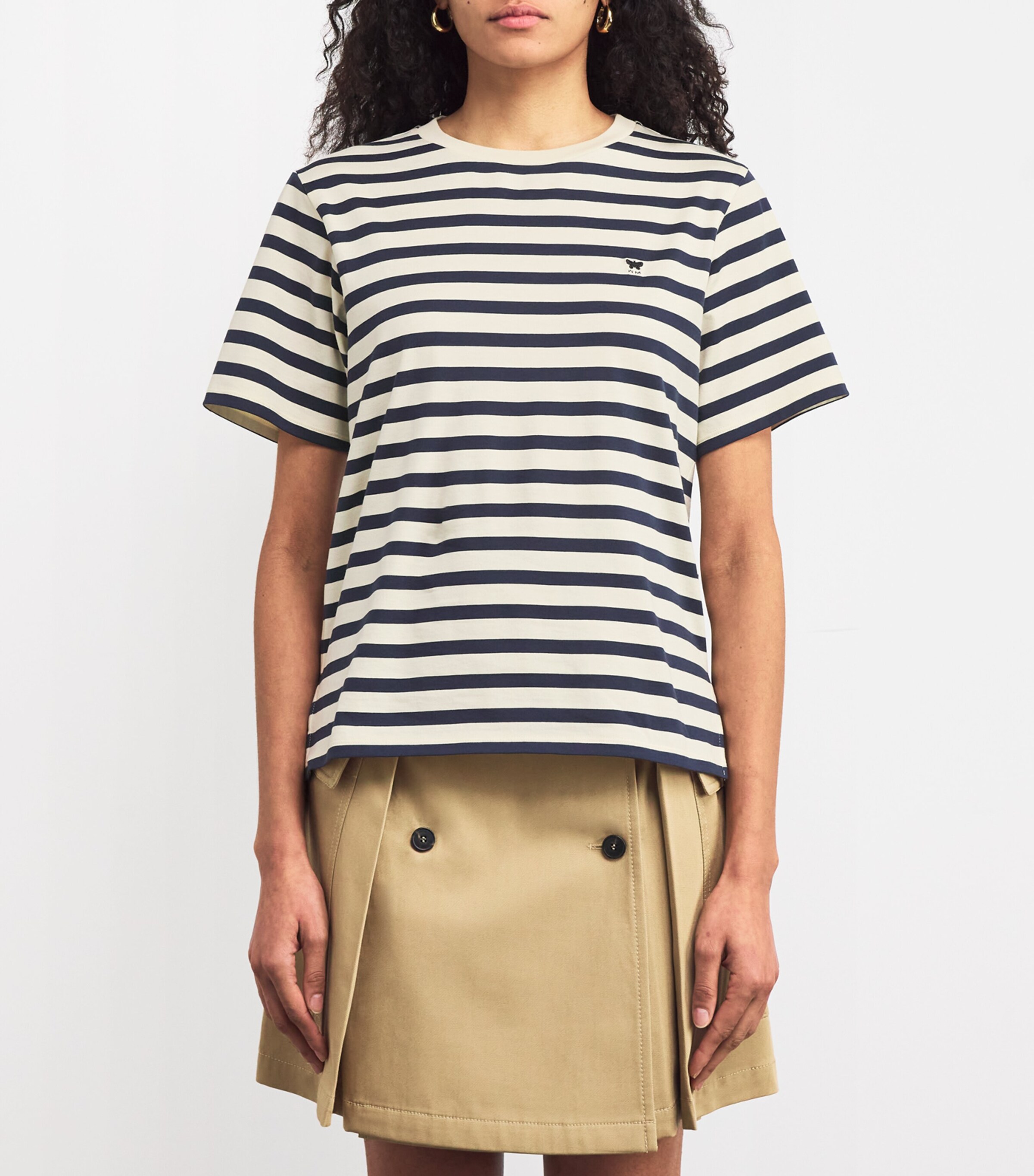 Weekend Max Mara Womens Cotton Stripe T-Shirt Navy Image 3