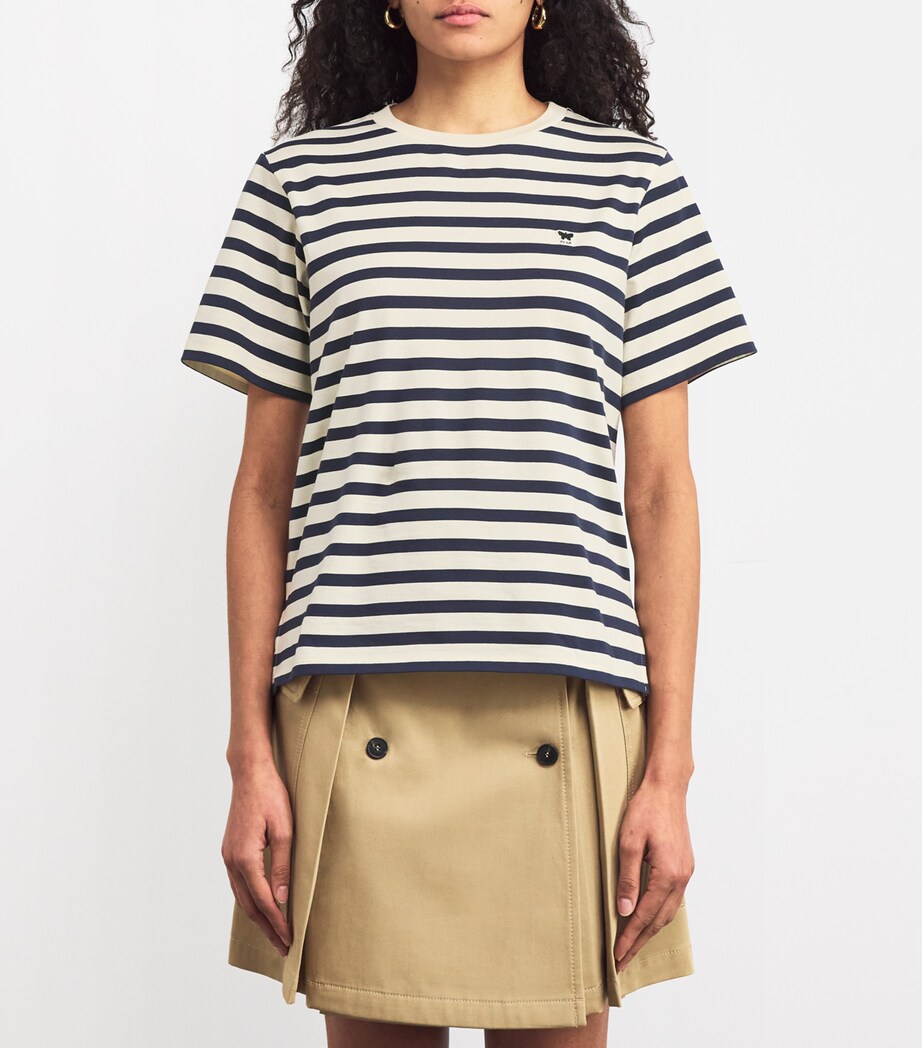 Weekend Max Mara Womens Cotton Stripe T-Shirt Navy Image 3