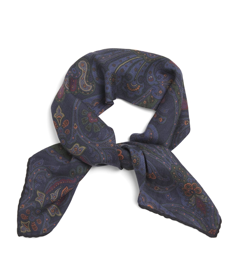 Cashmere-Silk Paisley Neckerchief NAVY MU Image 1