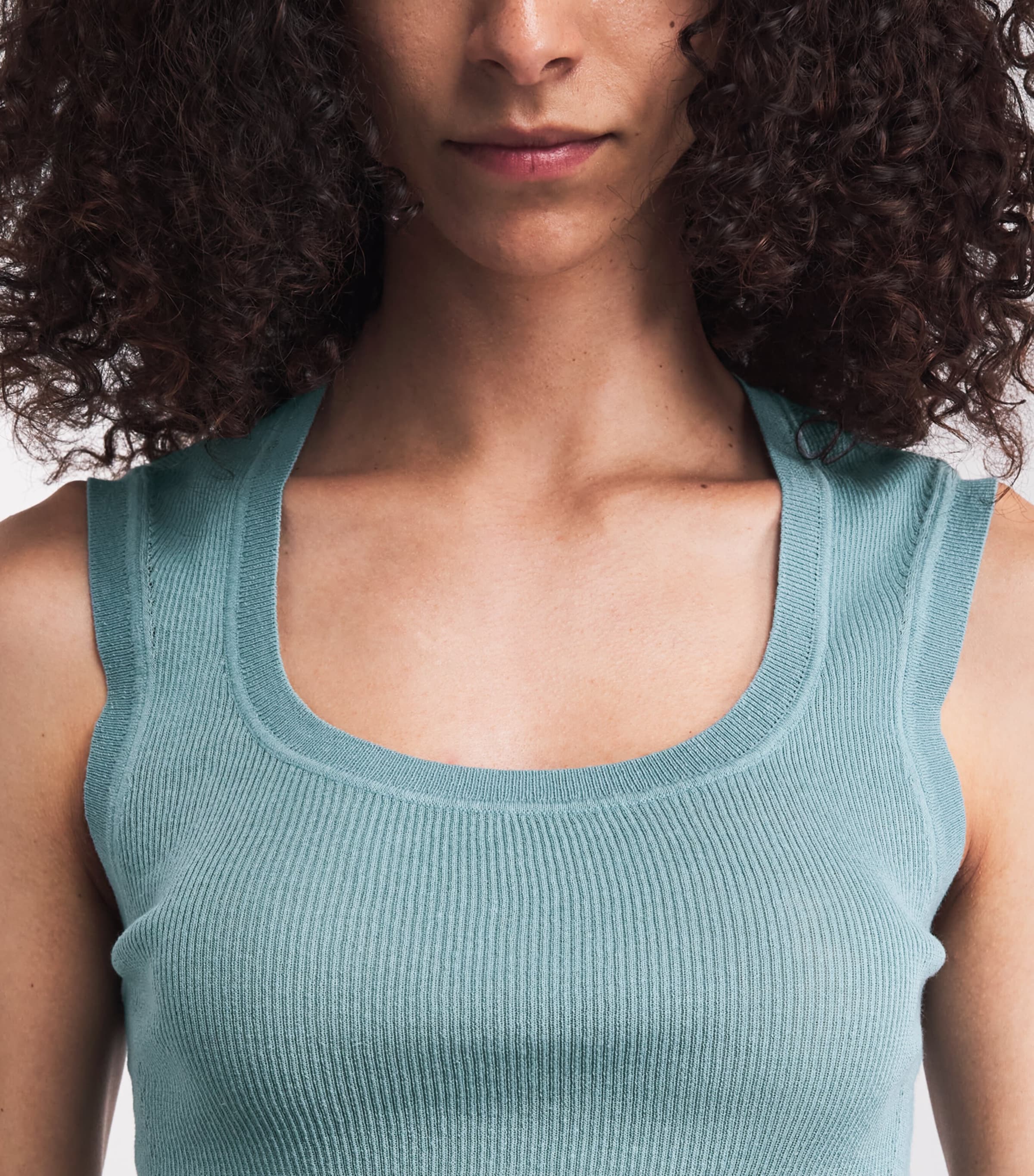 Joseph Womens Knit Scoop-Neck Alaou Top Chambray Image 3