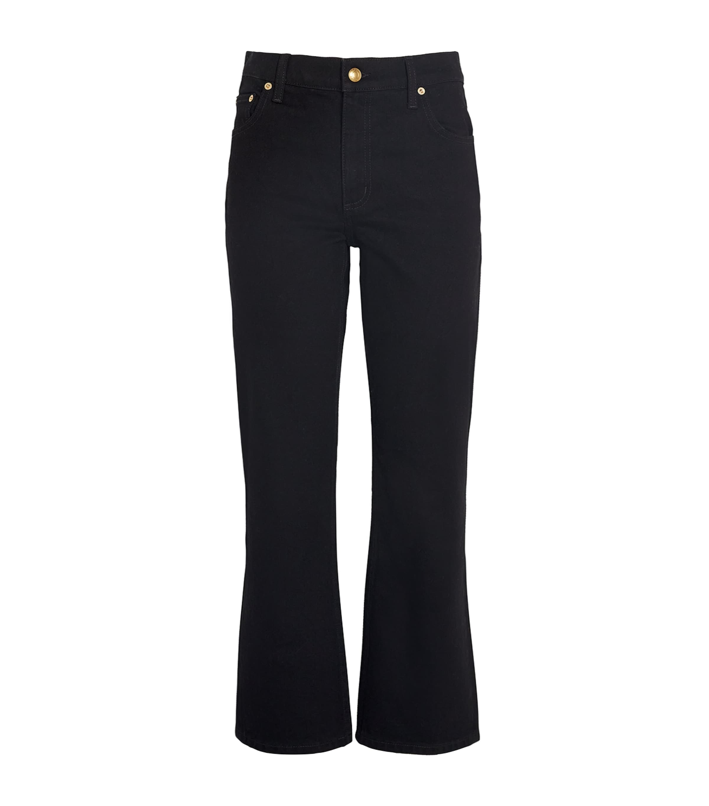 Tory Burch Cropped Kick Flared Jeans In Black