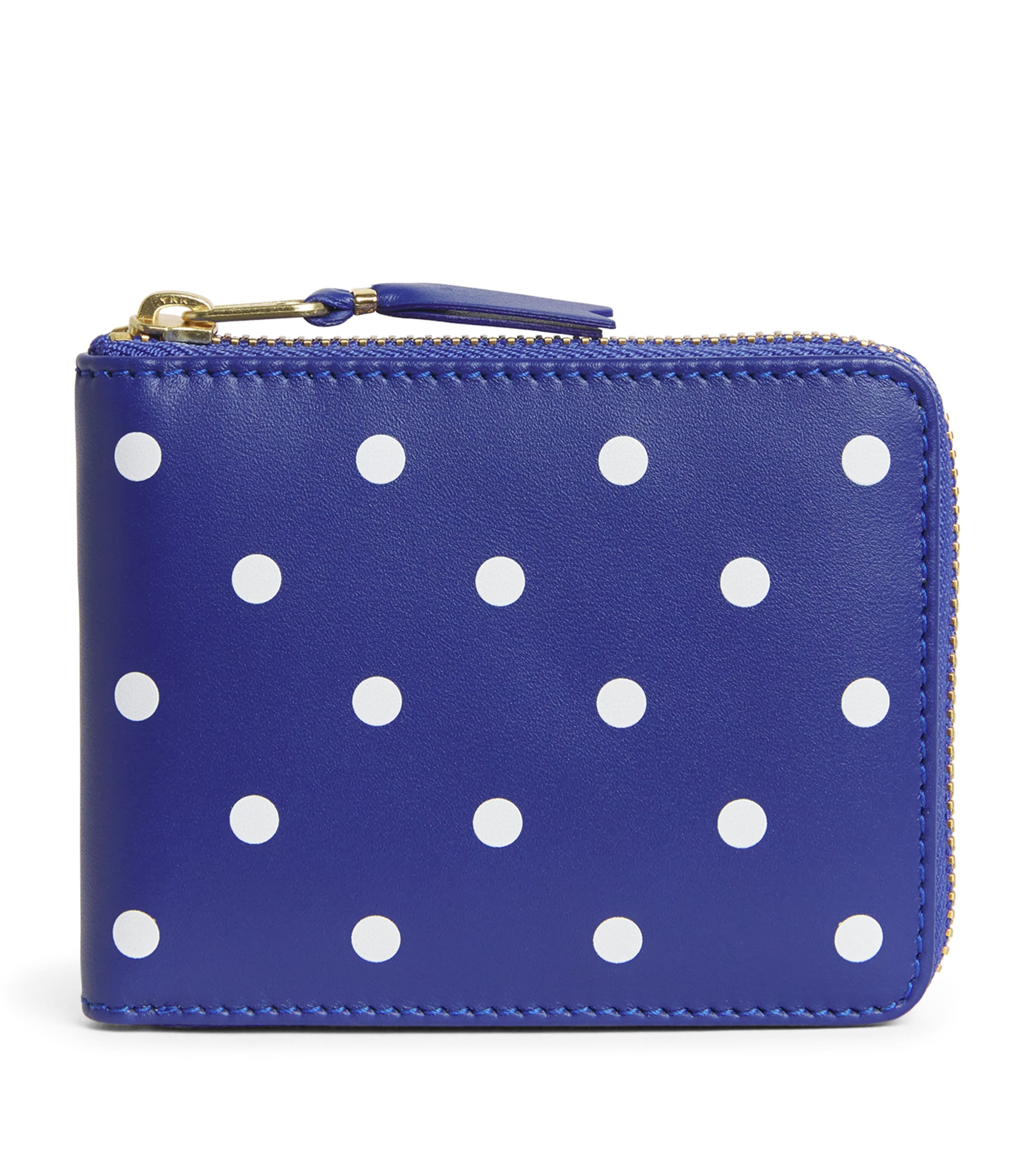 Comme Des Garçons Wallet Leather Polka-Dot Zipped Wallet Navy Image 1