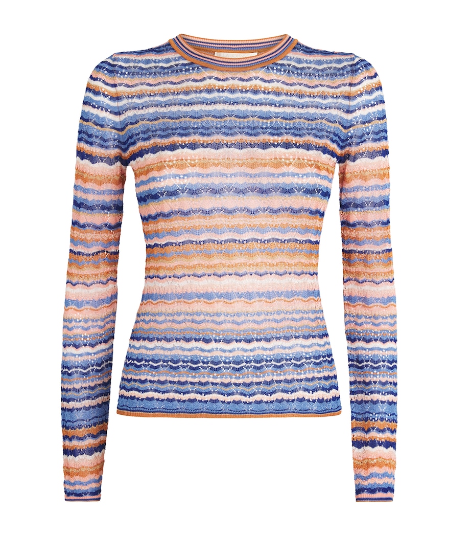 Ulla Johnson Womens Pointelle Stripe Lunaire Sweater Sunset Image 1