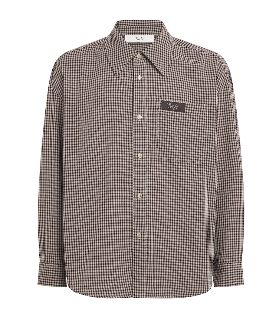 Séfr Mens Check Shirt White Dark Brown Chk Image 1