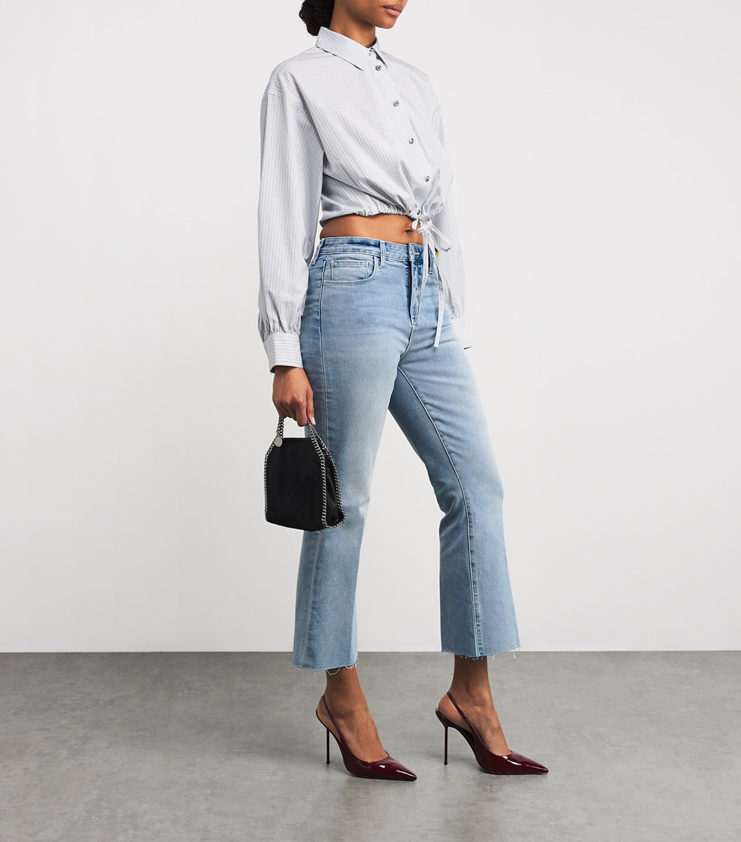 L'Agence Womens Kendra Cropped Flare Jeans Dorian Dori Image 2