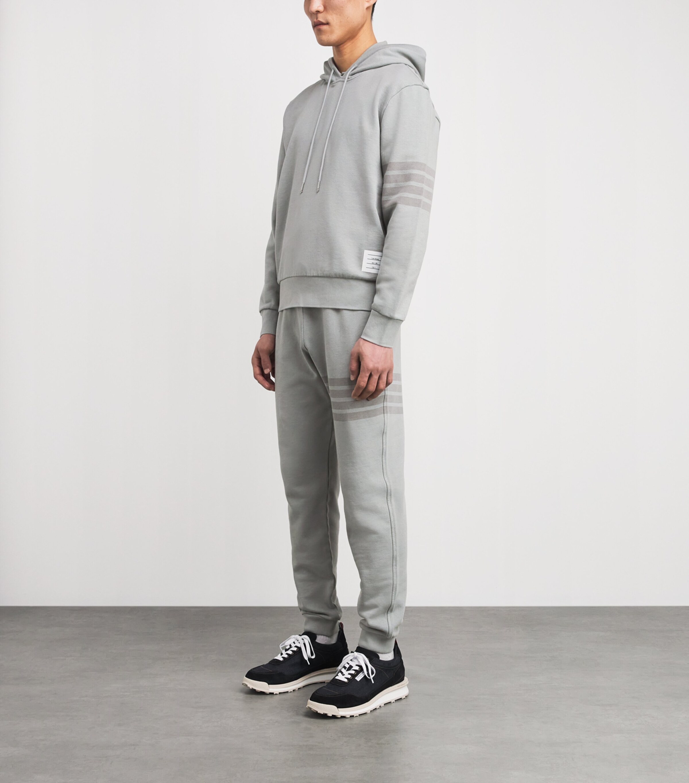 Thom Browne Mens Cotton 4-Bar Sweatpants Lt Grey Image 2