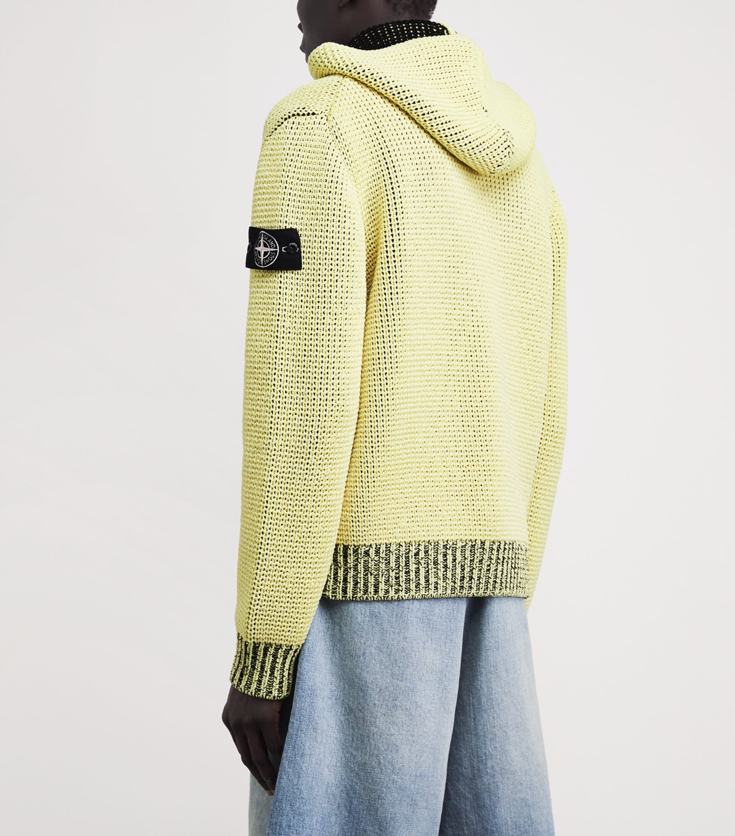 Stone Island Yellow UV-Reactive Knit Hoodie | Harrods US