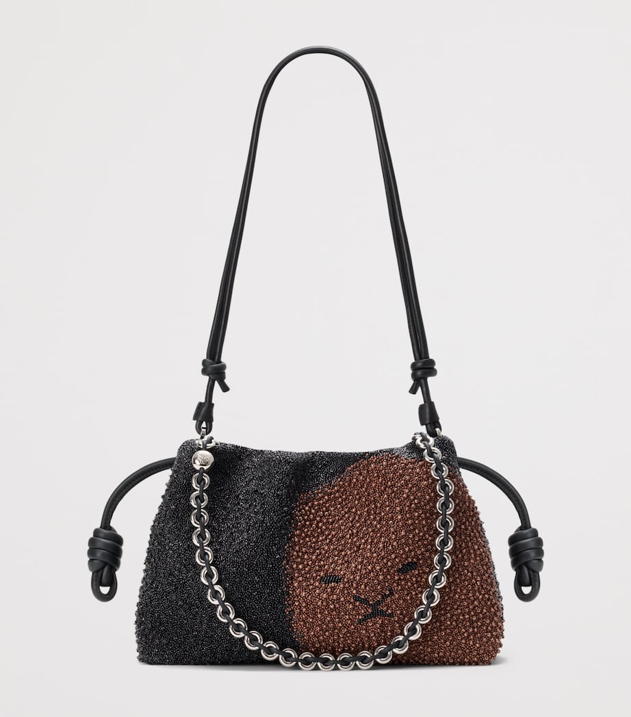 LOEWE Medium Beaded Lion Flamenco Clutch Bag Black/pecan Image 7