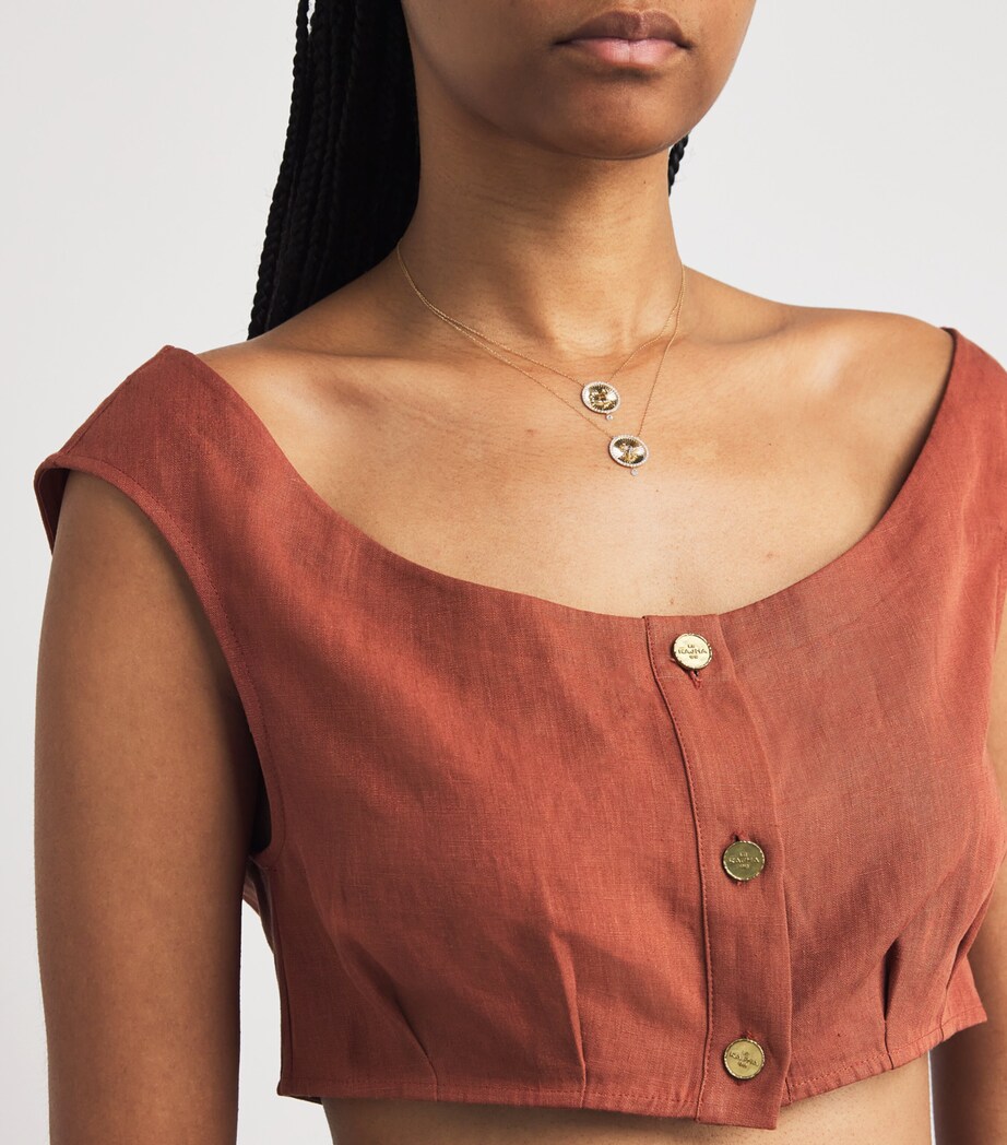 Linen Coin-Detail Tamra Crop Top HARISSA Image 6