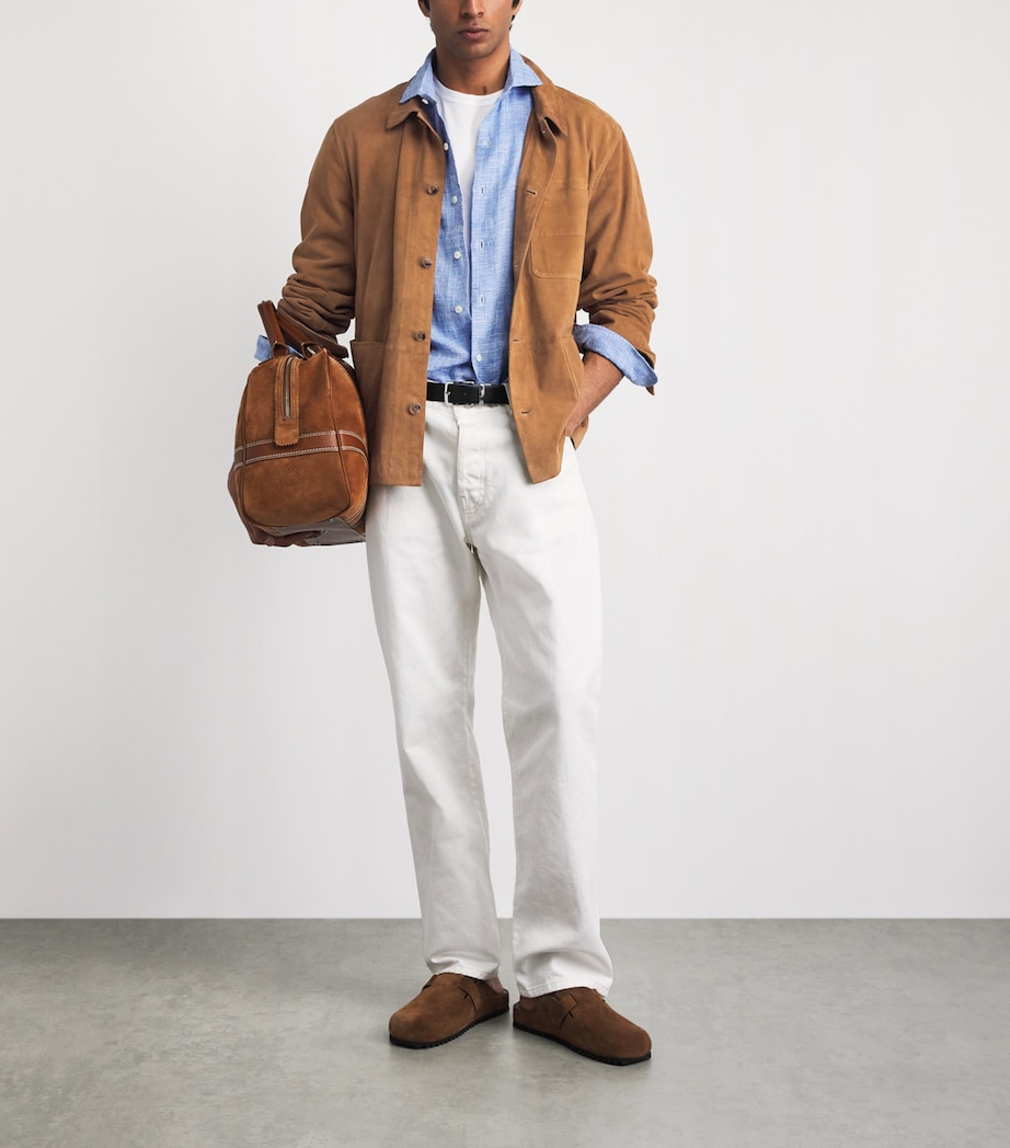 Polo Ralph Lauren Mens Suede Patch-Pocket Overshirt Cafe Brown X Image 2